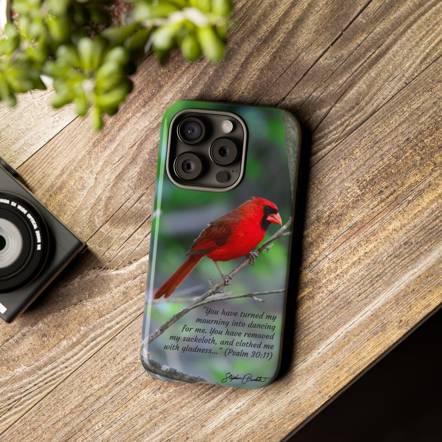Phone Tough Case - Northern Cardinal 2 with Verse Psalm 30:11