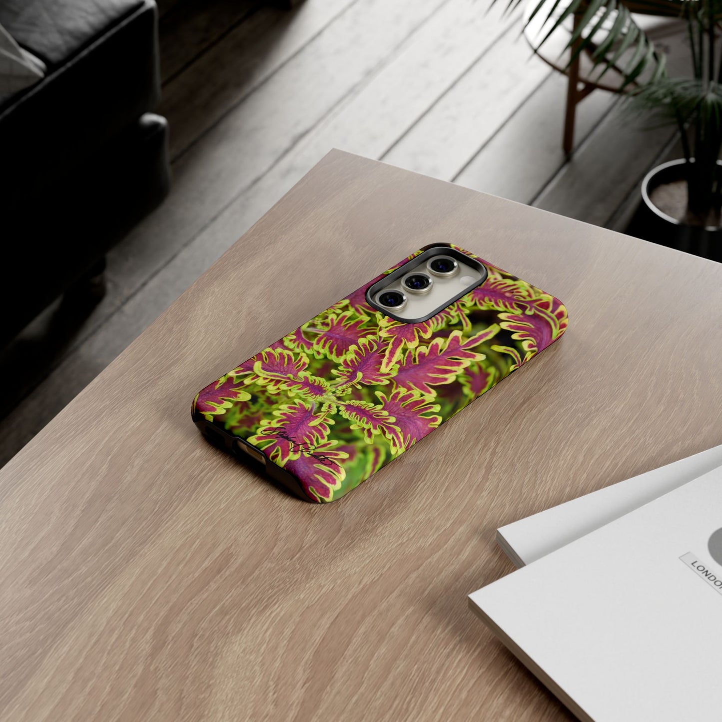 Phone Tough Case — Vibrant Variegated Botanical Design with Coleus Leaves