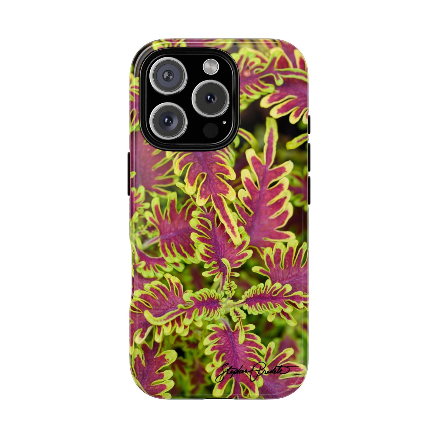 Phone Tough Case — Vibrant Variegated Botanical Design with Coleus Leaves
