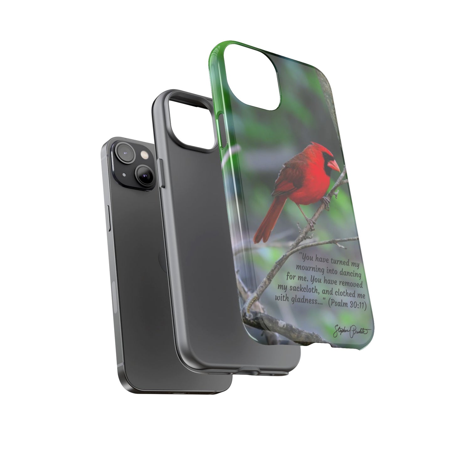 Phone Tough Case - Northern Cardinal 2 with Verse Psalm 30:11