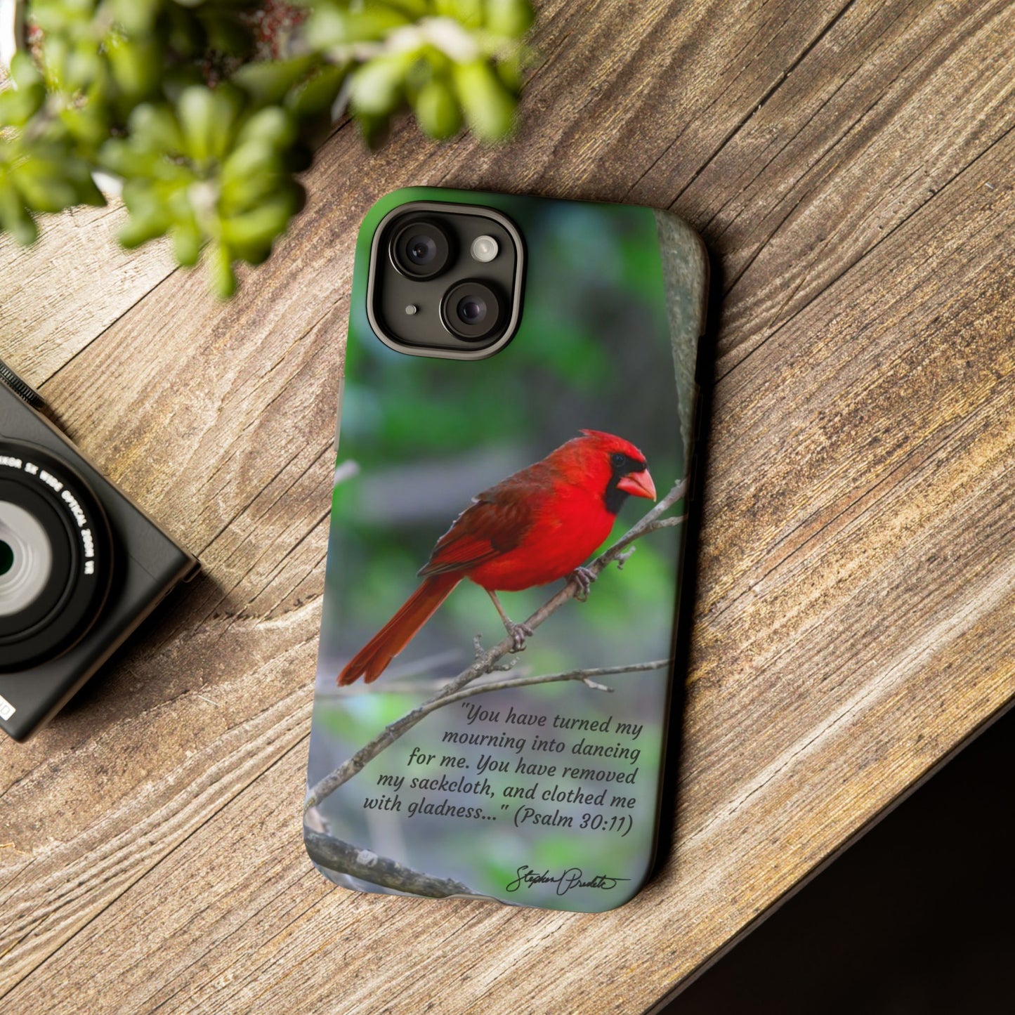 Phone Tough Case - Northern Cardinal 2 with Verse Psalm 30:11