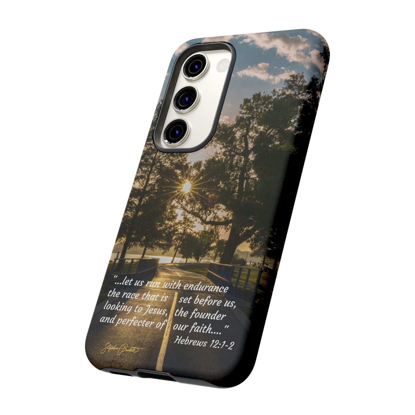 Phone Tough Case -- Heb. 12:1-2 -- Sunrise on the Running Path at White Rock Lake