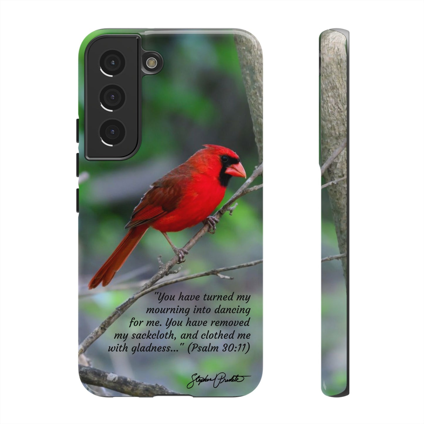 Phone Tough Case - Northern Cardinal 2 with Verse Psalm 30:11