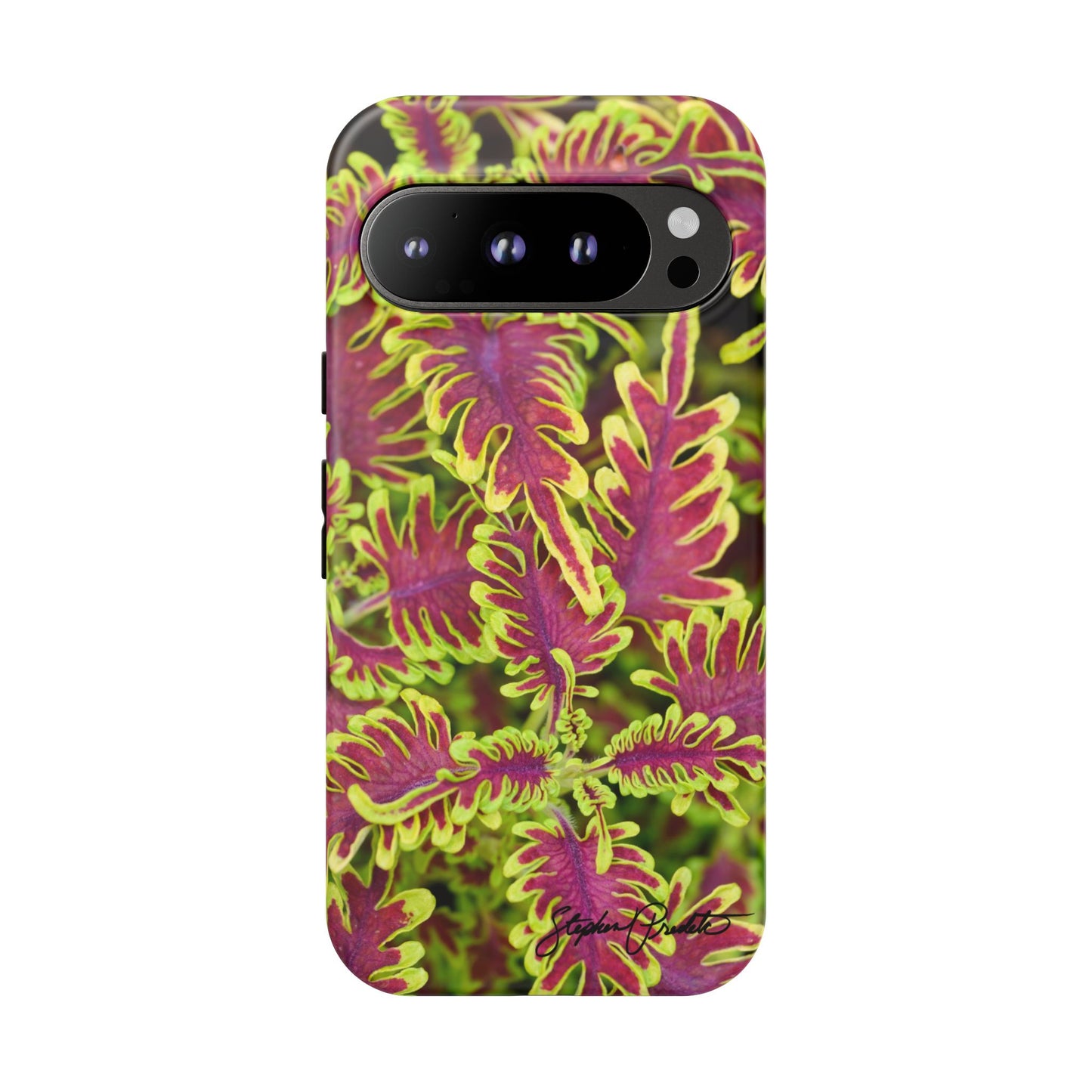Phone Tough Case — Vibrant Variegated Botanical Design with Coleus Leaves