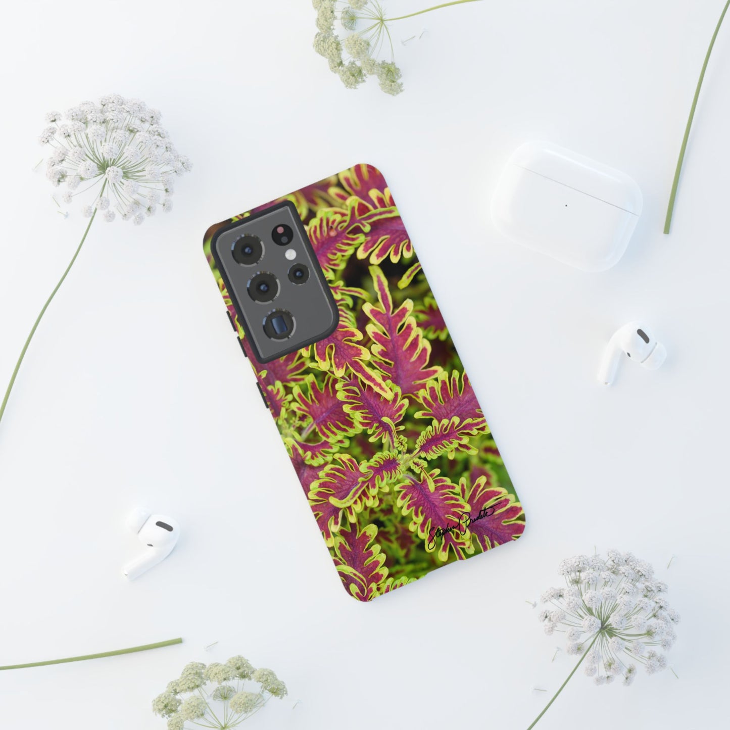 Phone Tough Case — Vibrant Variegated Botanical Design with Coleus Leaves