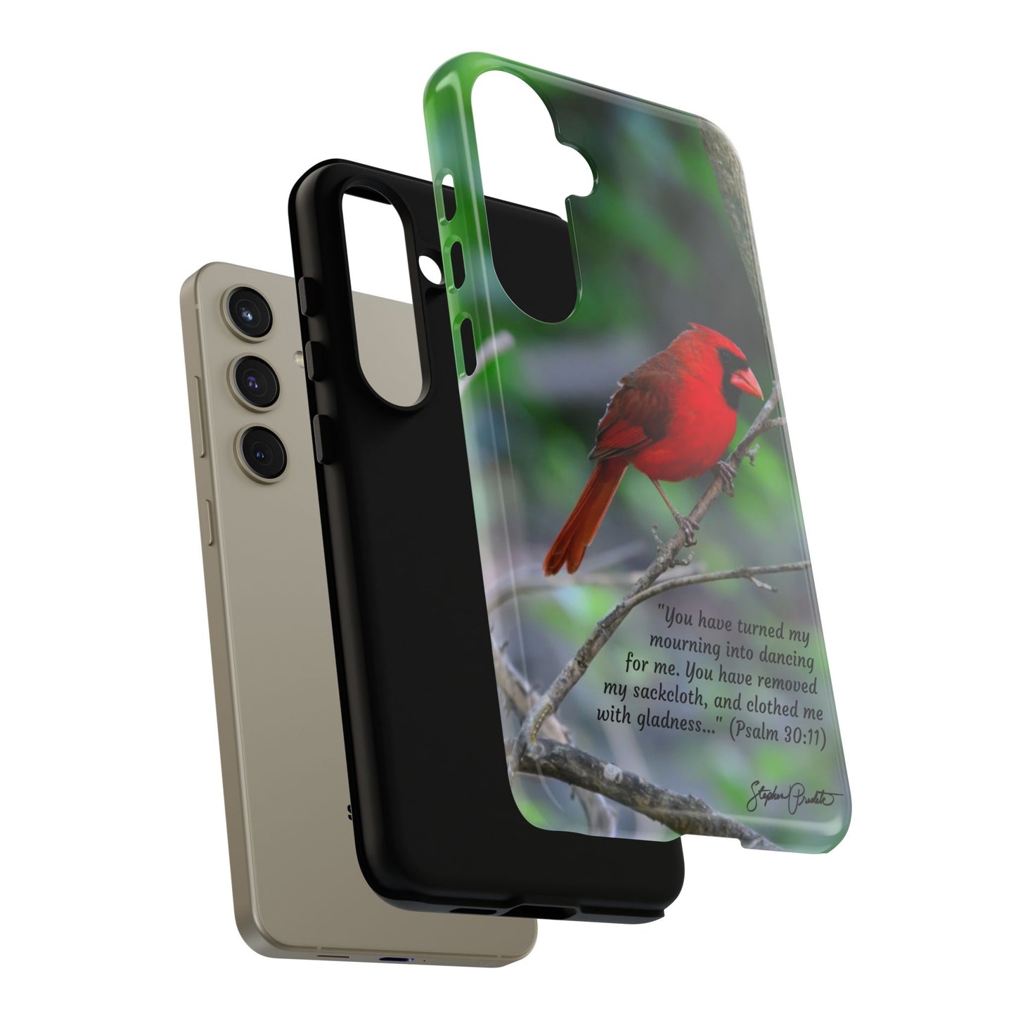 Phone Tough Case - Northern Cardinal 2 with Verse Psalm 30:11