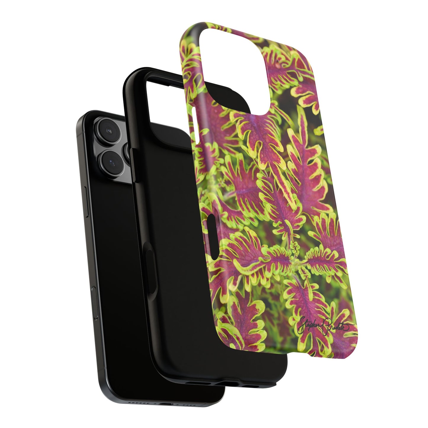 Phone Tough Case — Vibrant Variegated Botanical Design with Coleus Leaves