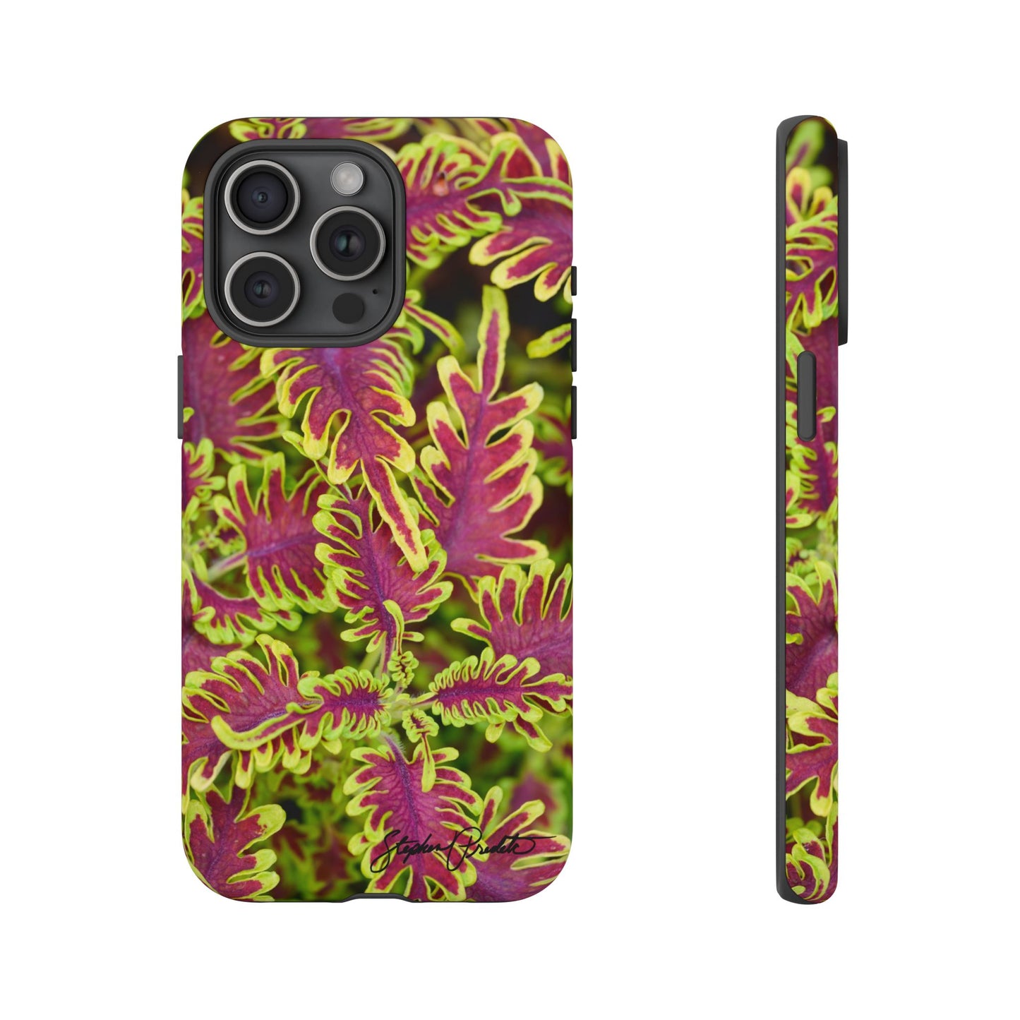 Phone Tough Case — Vibrant Variegated Botanical Design with Coleus Leaves