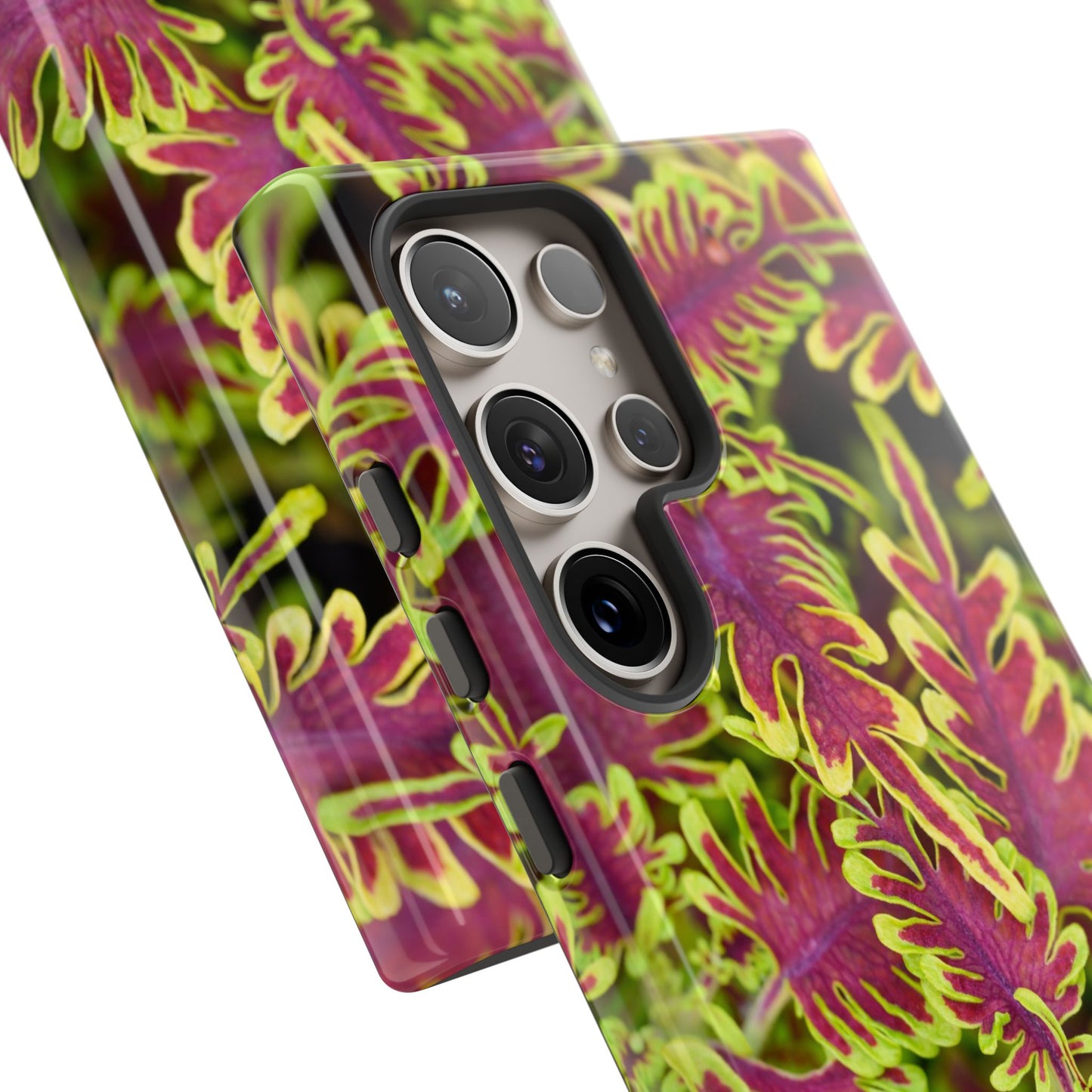 Phone Tough Case — Vibrant Variegated Botanical Design with Coleus Leaves