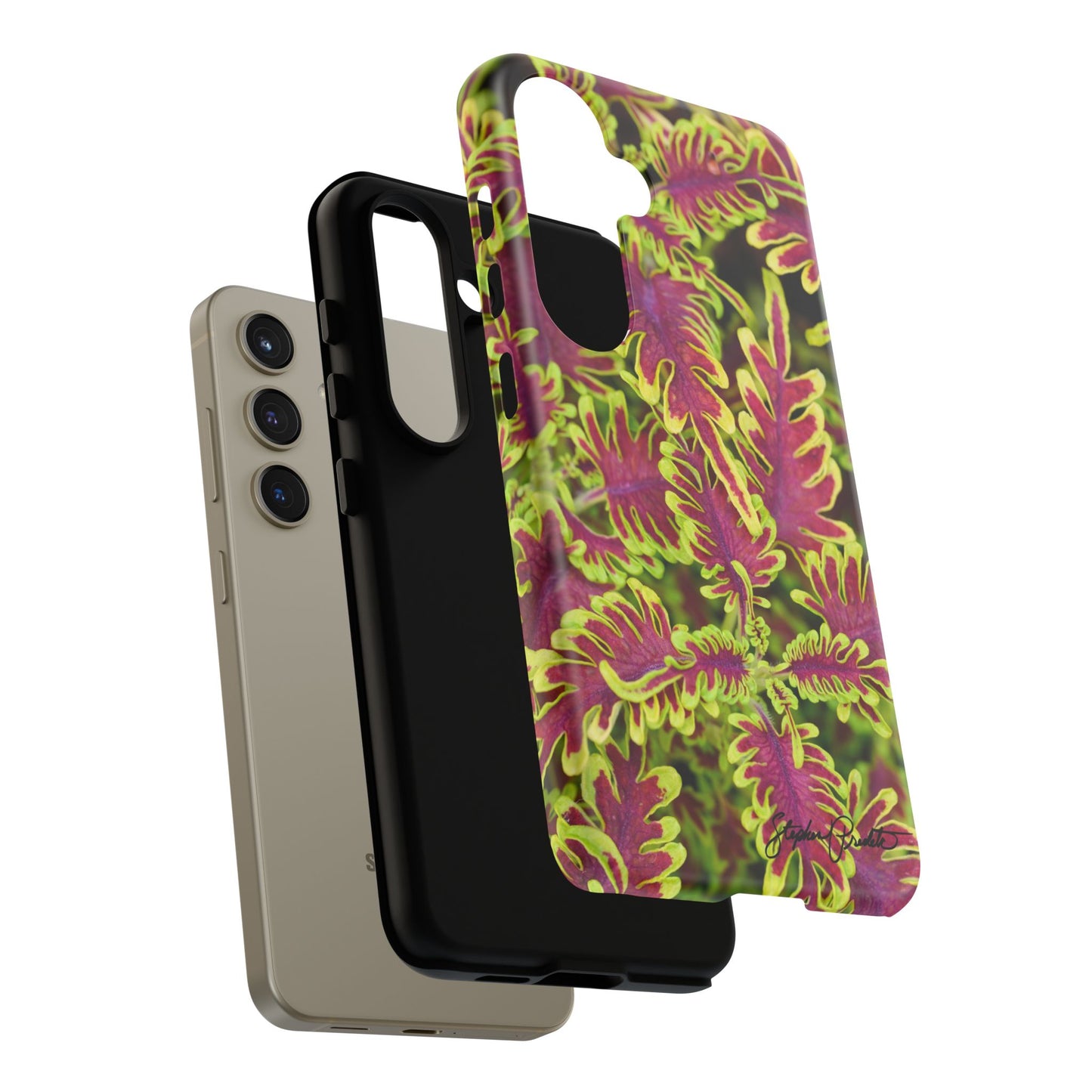 Phone Tough Case — Vibrant Variegated Botanical Design with Coleus Leaves