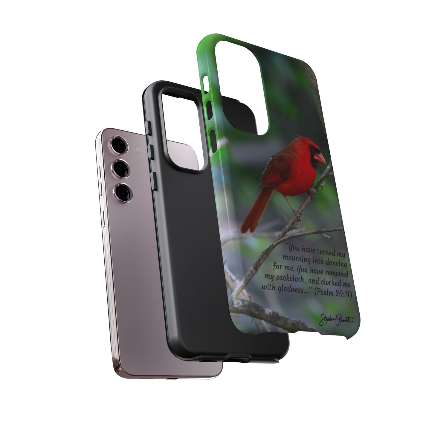 Phone Tough Case - Northern Cardinal 2 with Verse Psalm 30:11