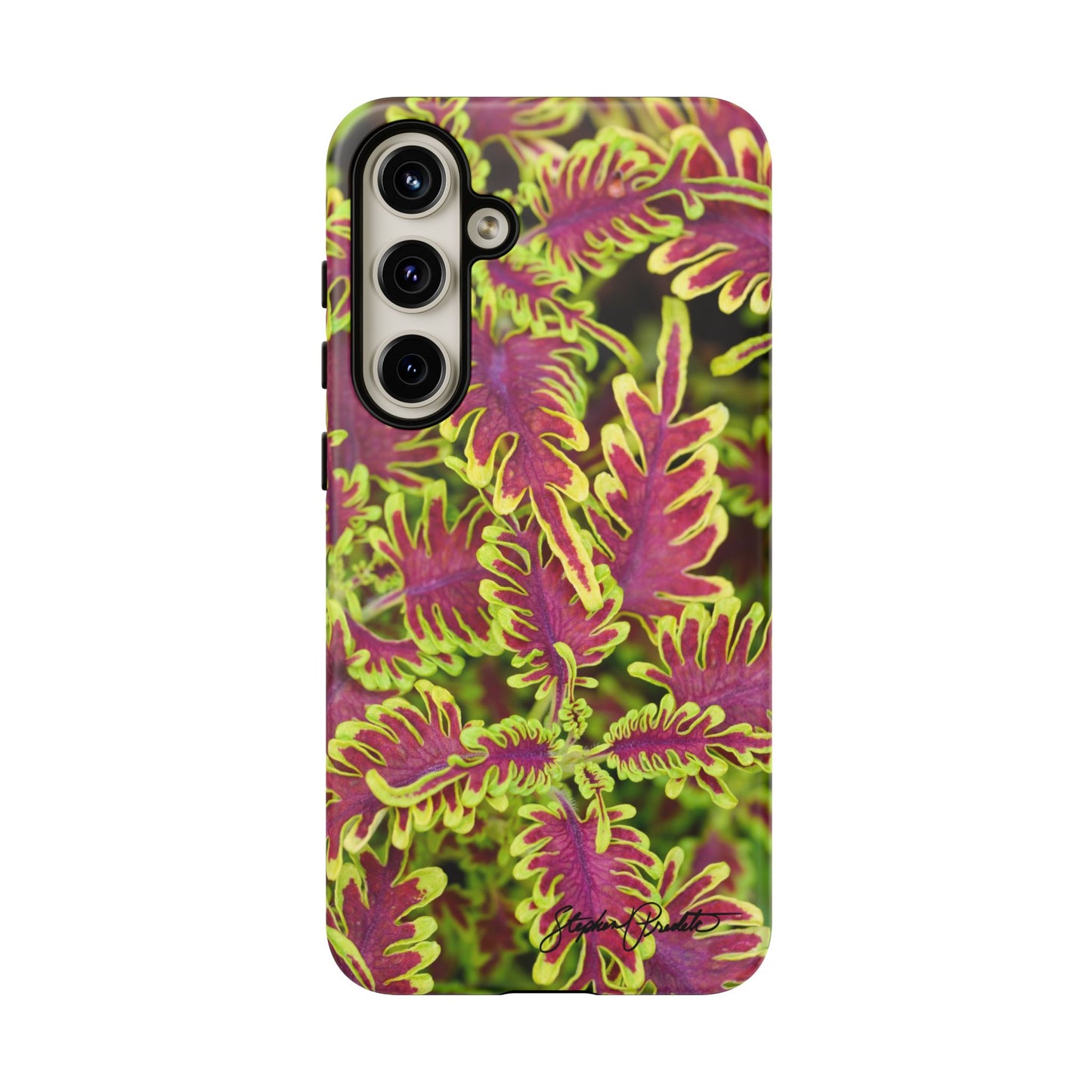 Phone Tough Case — Vibrant Variegated Botanical Design with Coleus Leaves