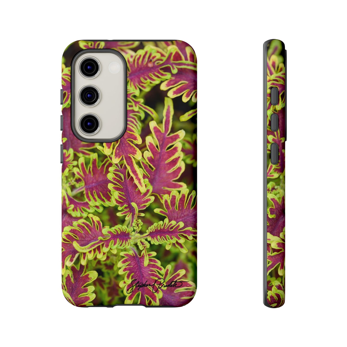 Phone Tough Case — Vibrant Variegated Botanical Design with Coleus Leaves