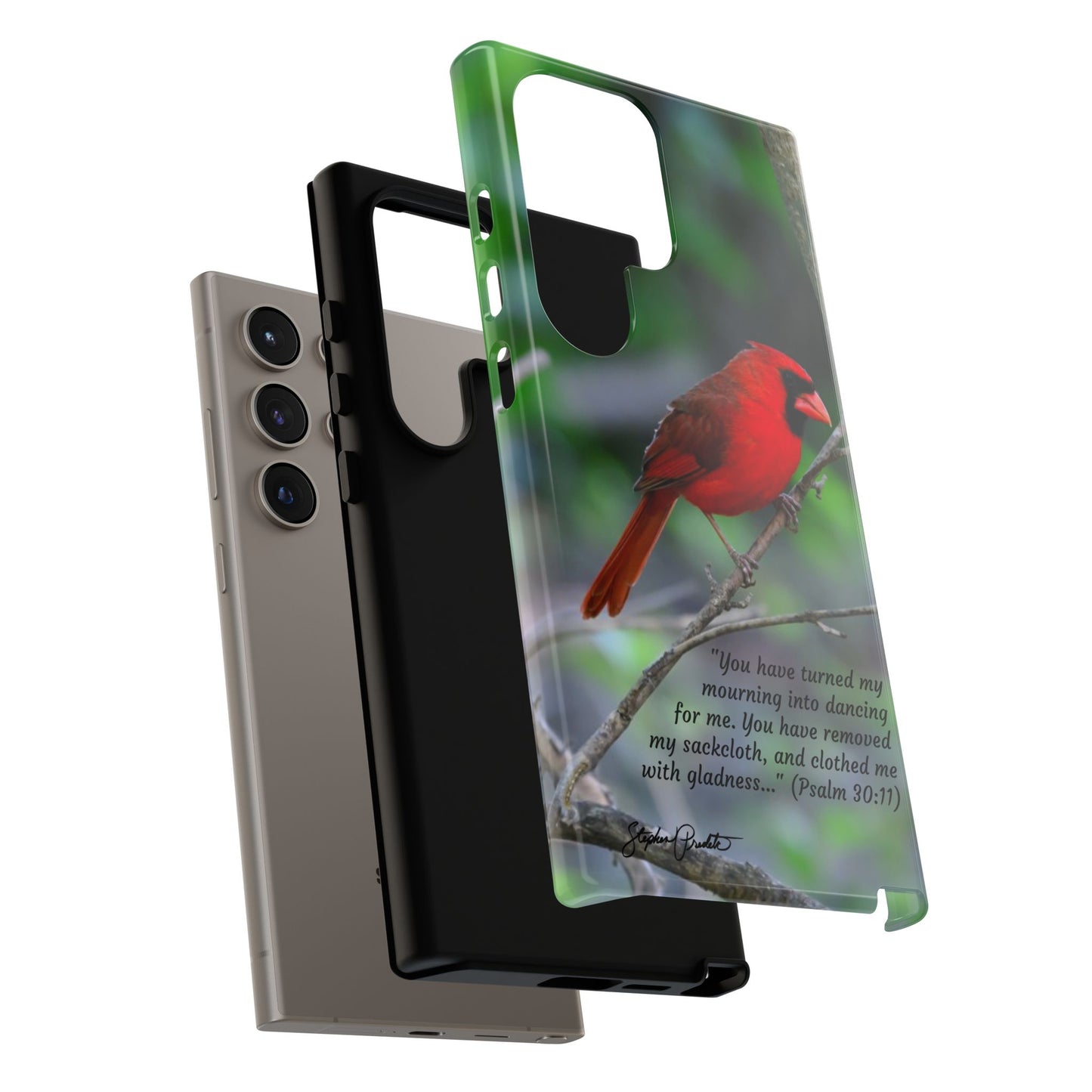 Phone Tough Case - Northern Cardinal 2 with Verse Psalm 30:11