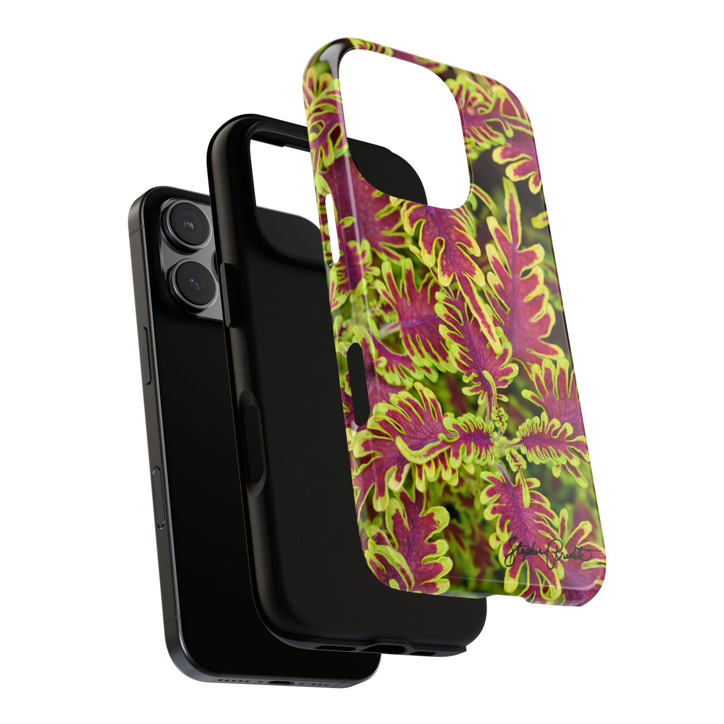 Phone Tough Case — Vibrant Variegated Botanical Design with Coleus Leaves