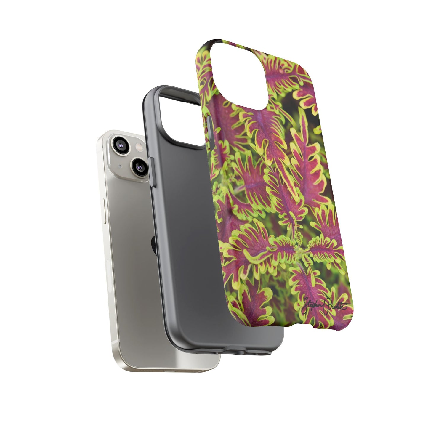 Phone Tough Case — Vibrant Variegated Botanical Design with Coleus Leaves