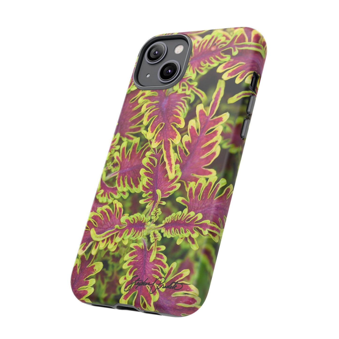 Phone Tough Case — Vibrant Variegated Botanical Design with Coleus Leaves