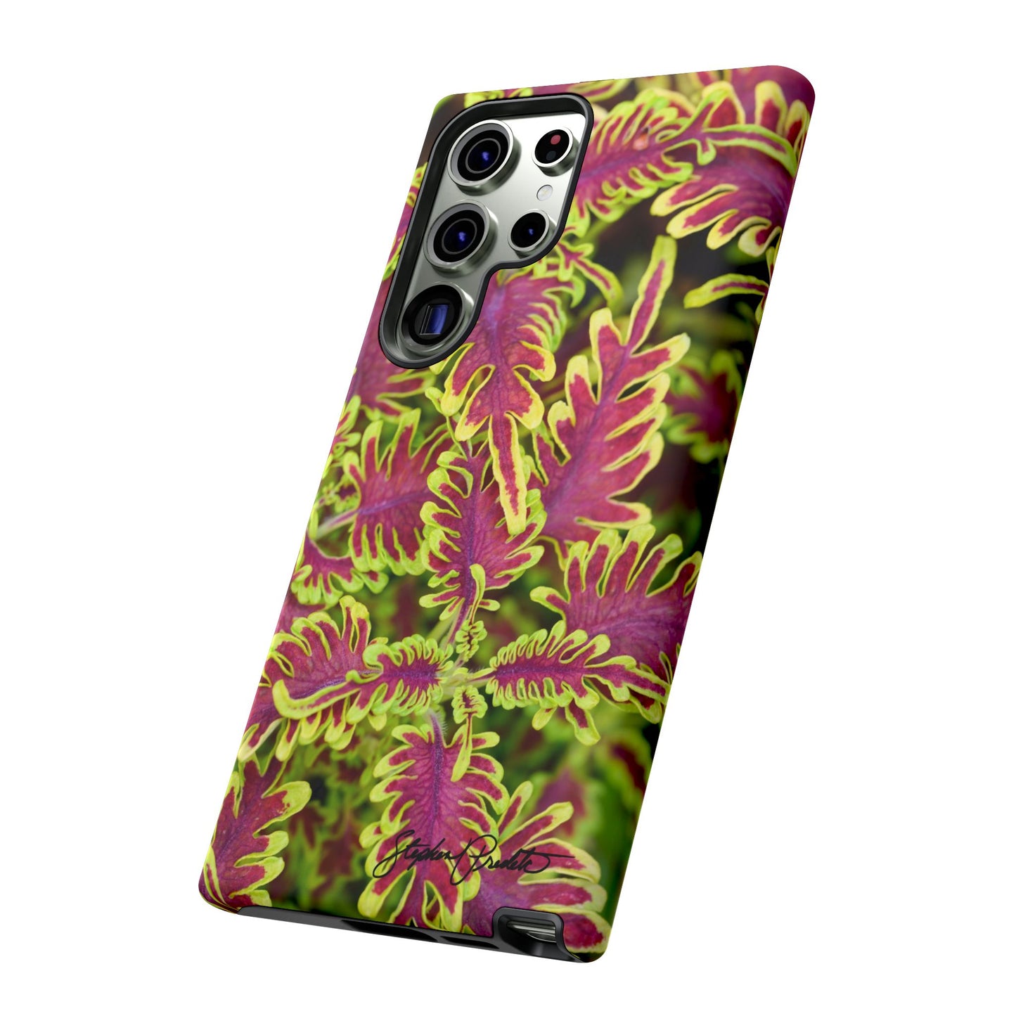 Phone Tough Case — Vibrant Variegated Botanical Design with Coleus Leaves
