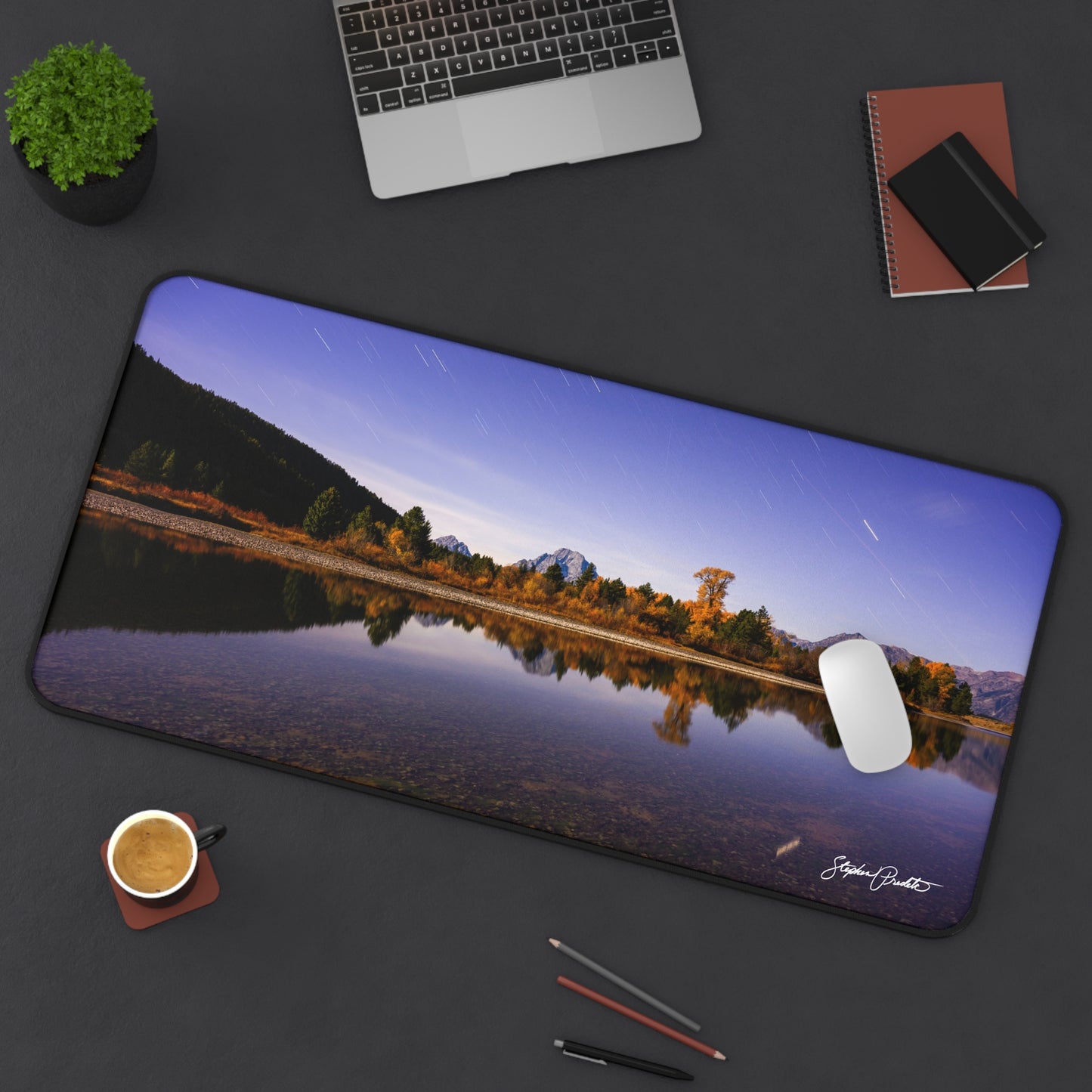 Desk Mat - Grand Teton Nighttime River Reflection