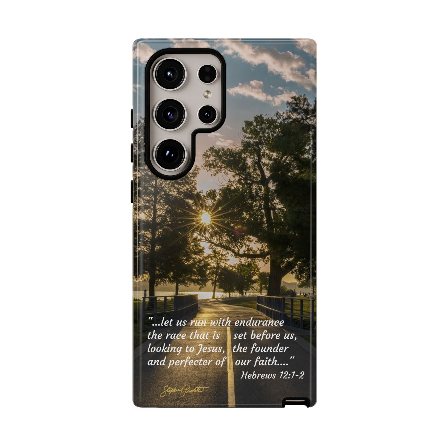 Phone Tough Case -- Heb. 12:1-2 -- Sunrise on the Running Path at White Rock Lake