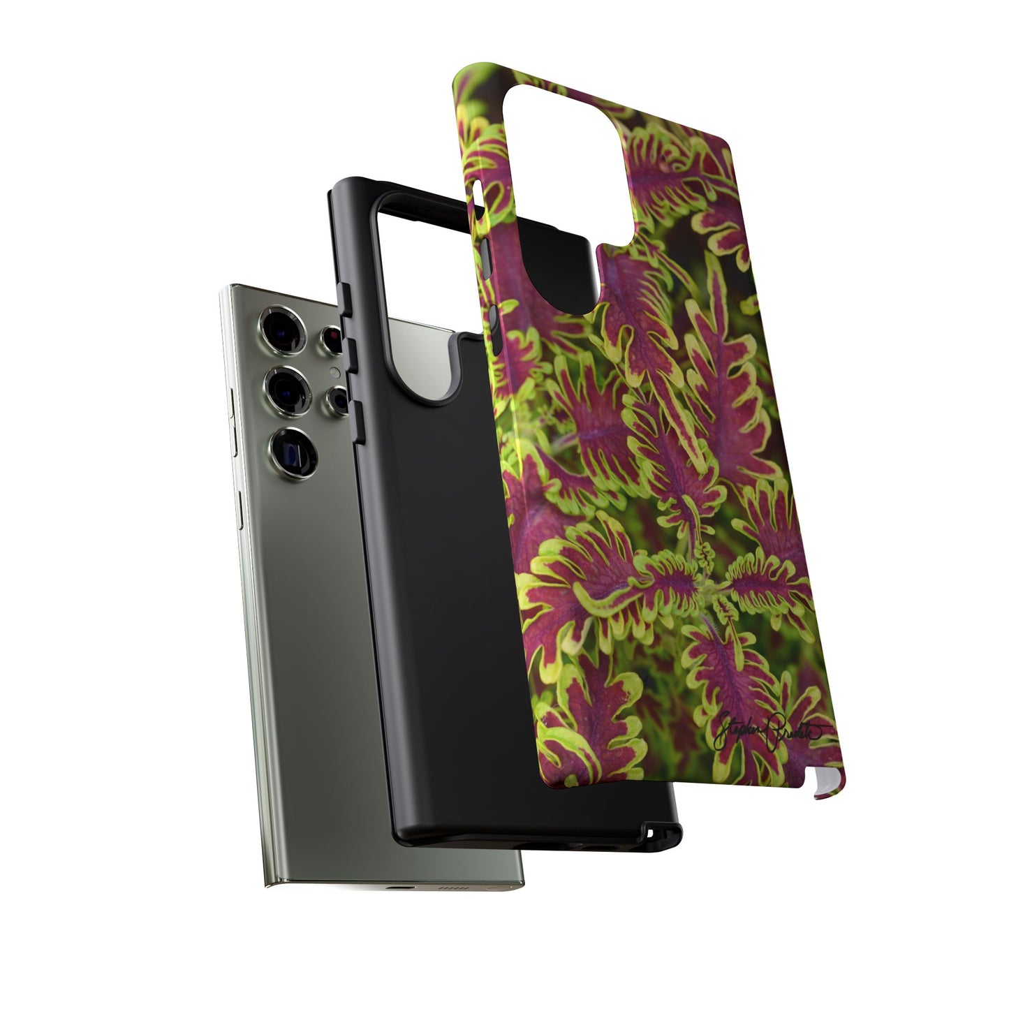 Phone Tough Case — Vibrant Variegated Botanical Design with Coleus Leaves