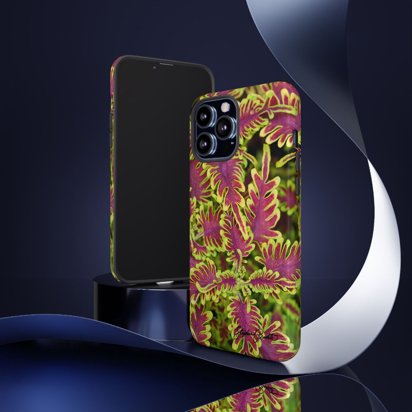 Phone Tough Case — Vibrant Variegated Botanical Design with Coleus Leaves