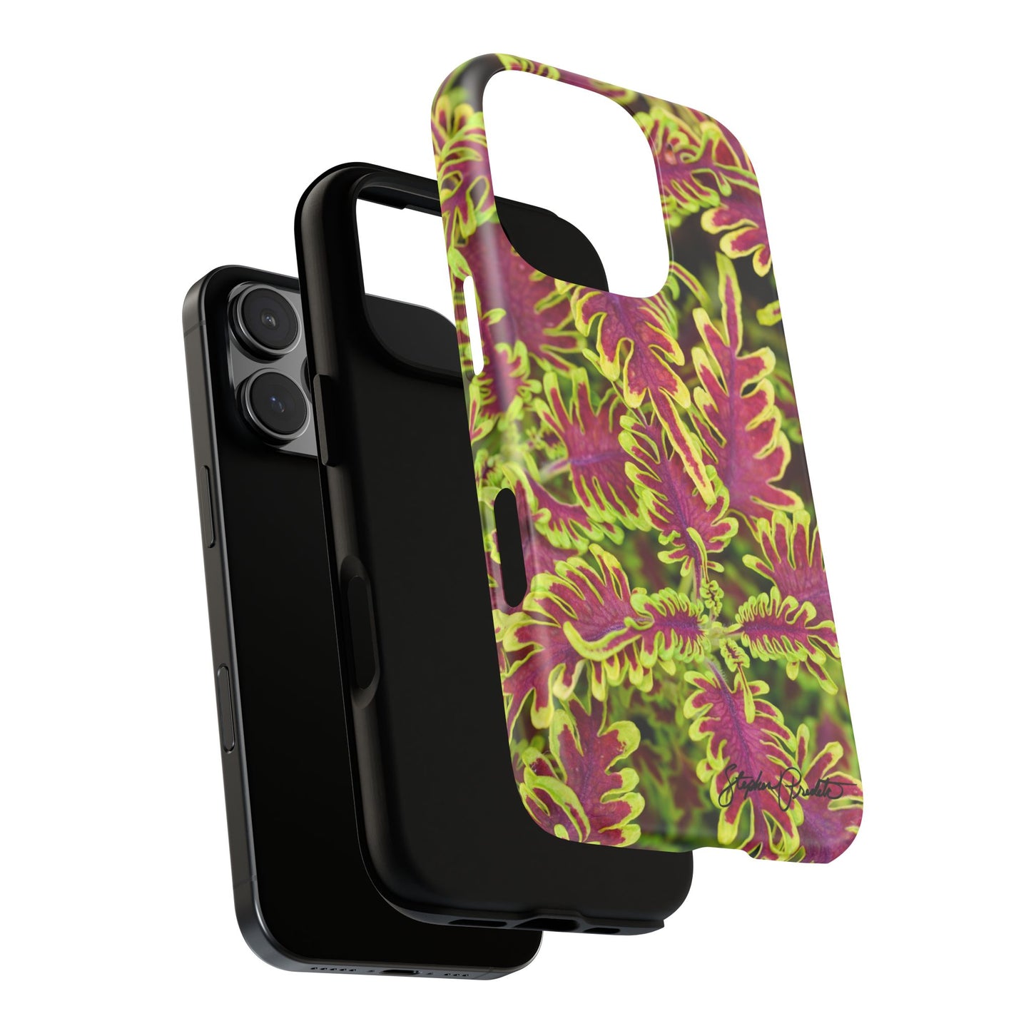 Phone Tough Case — Vibrant Variegated Botanical Design with Coleus Leaves