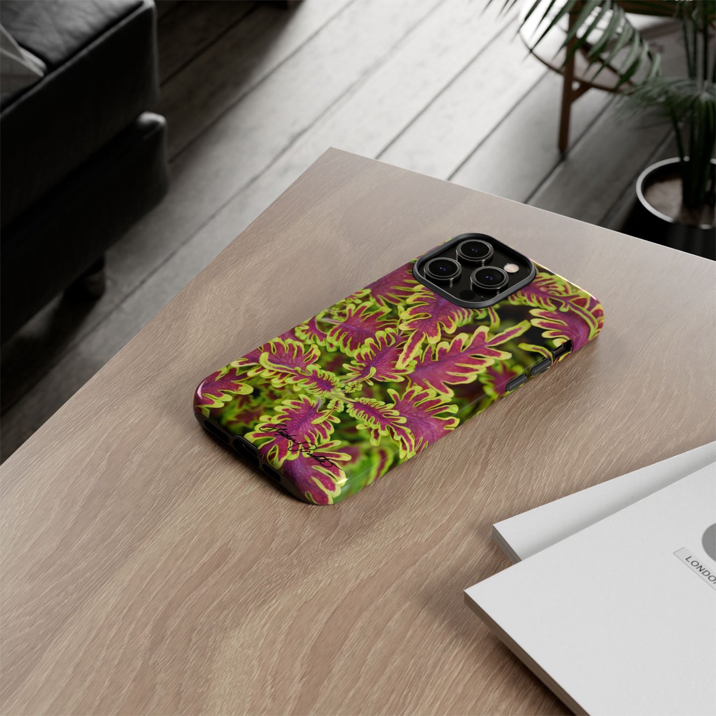 Phone Tough Case — Vibrant Variegated Botanical Design with Coleus Leaves