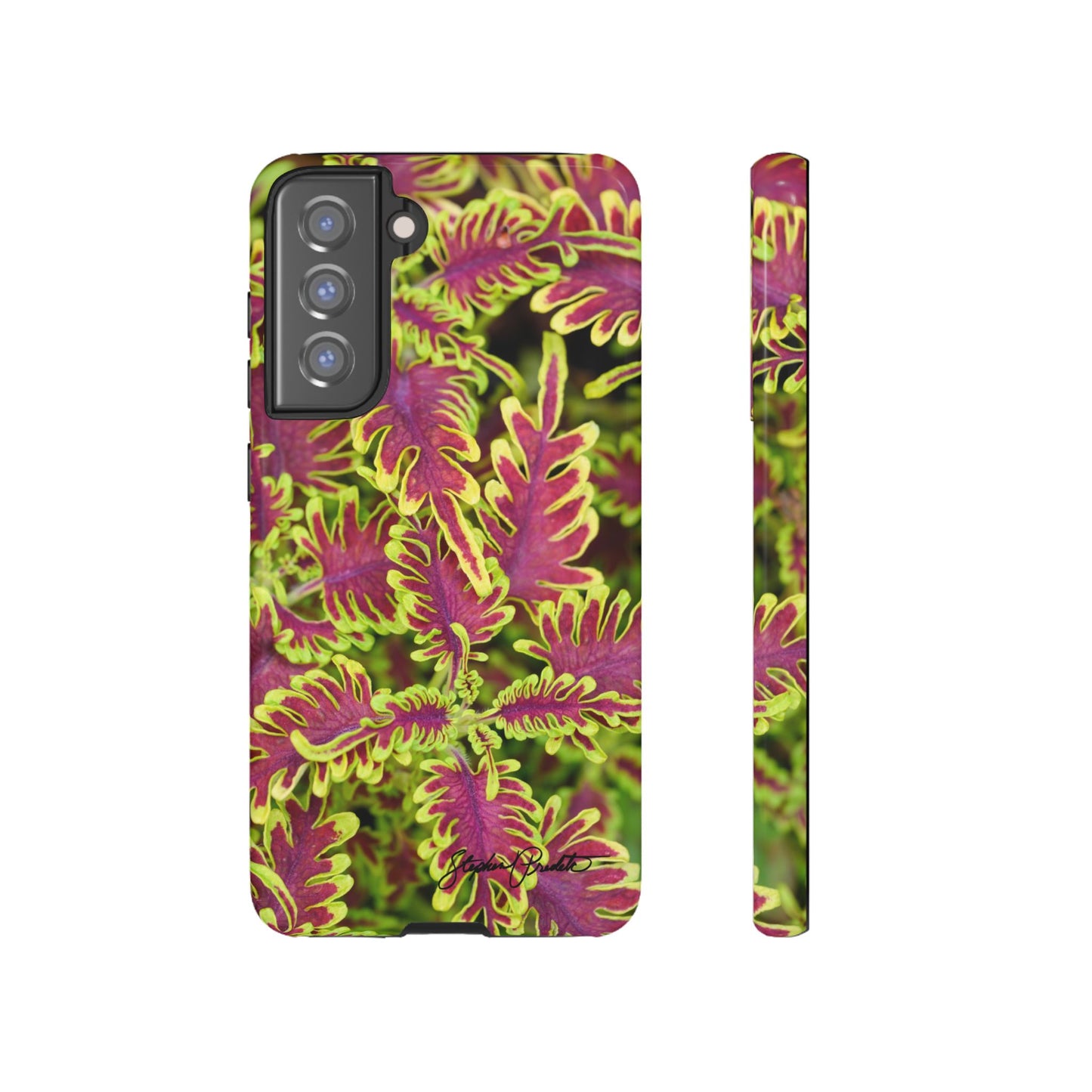 Phone Tough Case — Vibrant Variegated Botanical Design with Coleus Leaves