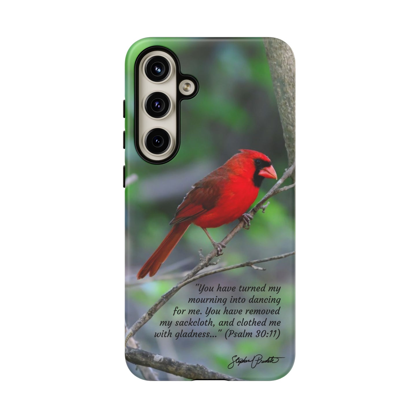Phone Tough Case - Northern Cardinal 2 with Verse Psalm 30:11