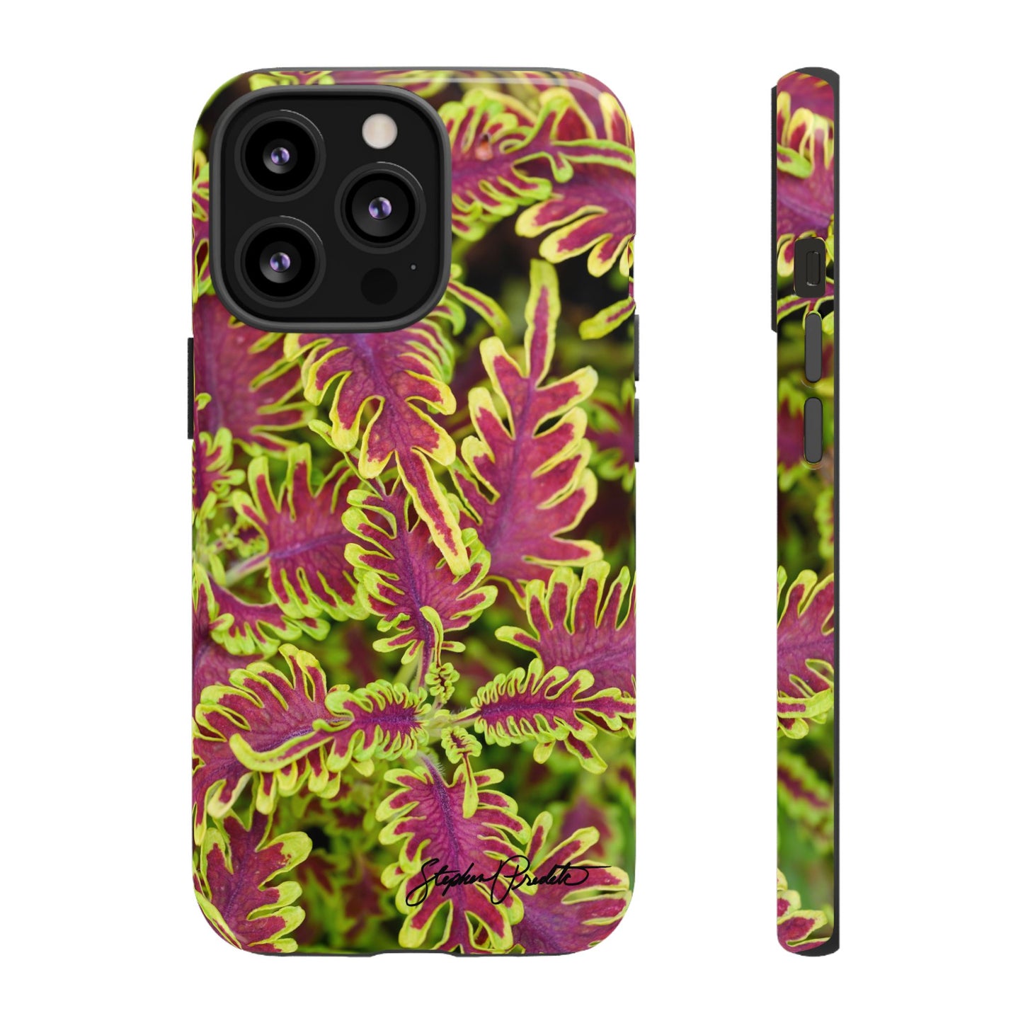 Phone Tough Case — Vibrant Variegated Botanical Design with Coleus Leaves