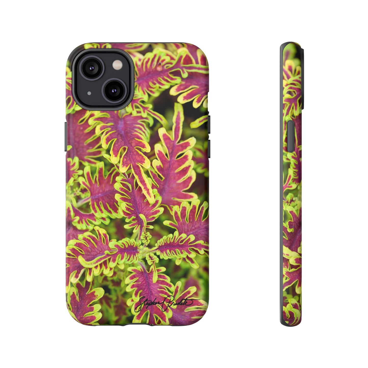 Phone Tough Case — Vibrant Variegated Botanical Design with Coleus Leaves