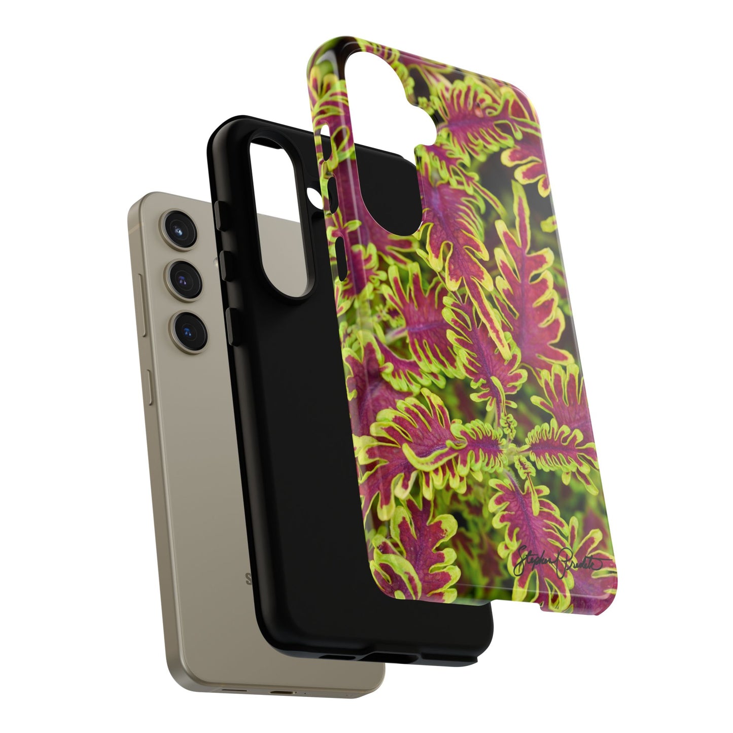 Phone Tough Case — Vibrant Variegated Botanical Design with Coleus Leaves