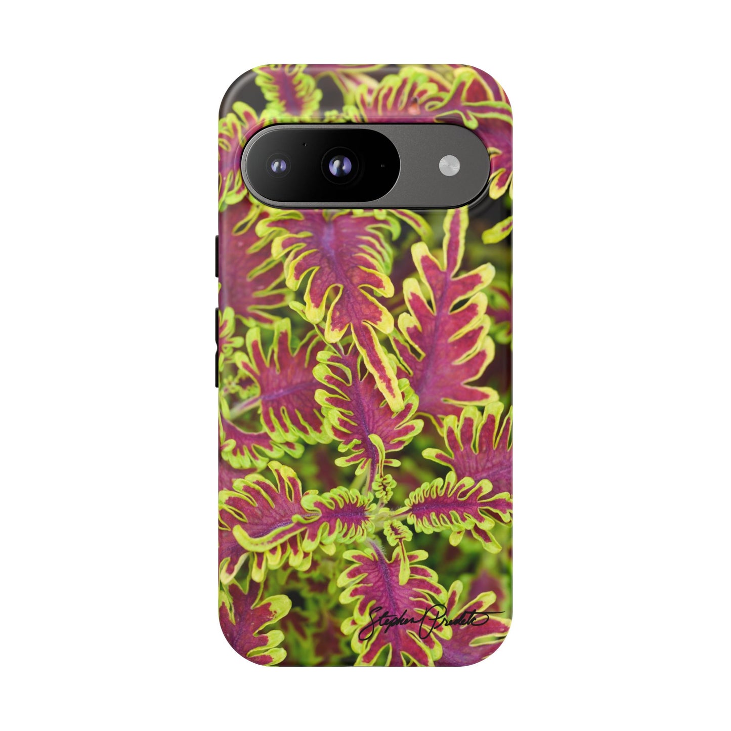 Phone Tough Case — Vibrant Variegated Botanical Design with Coleus Leaves