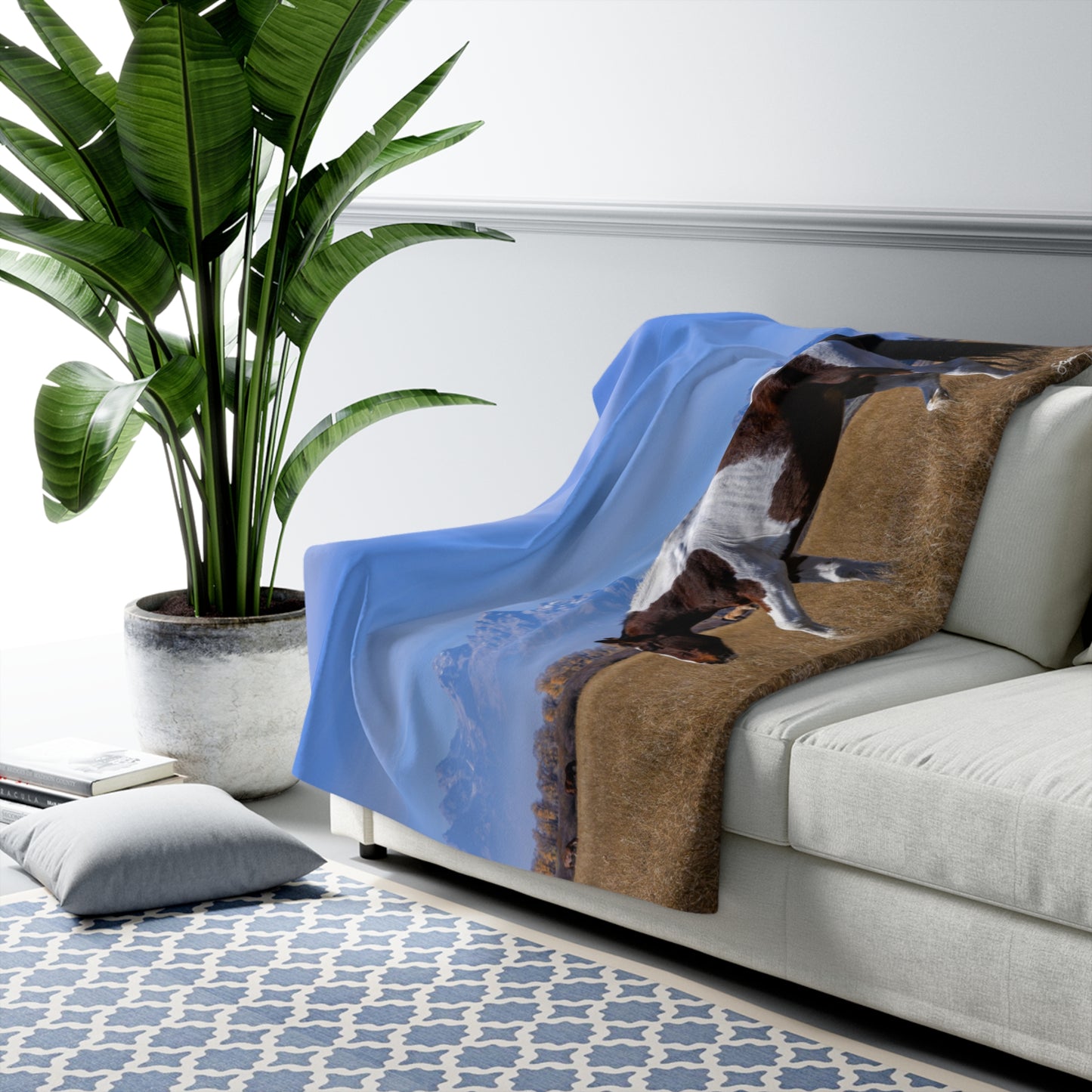 Blankets: Sherpa Fleece Blanket -- Foldable Fine Art -- Grand Teton Paint Horse