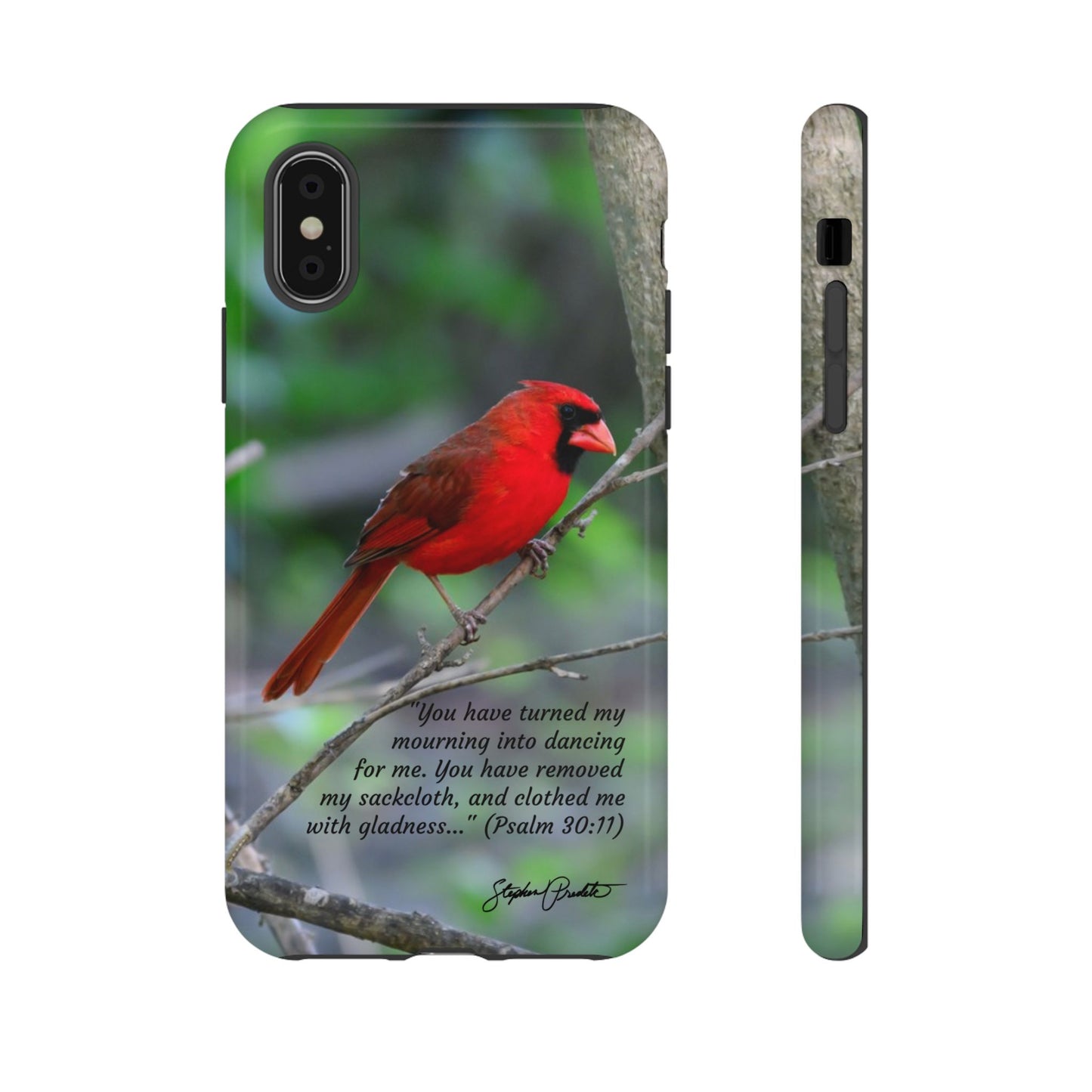Phone Tough Case - Northern Cardinal 2 with Verse Psalm 30:11