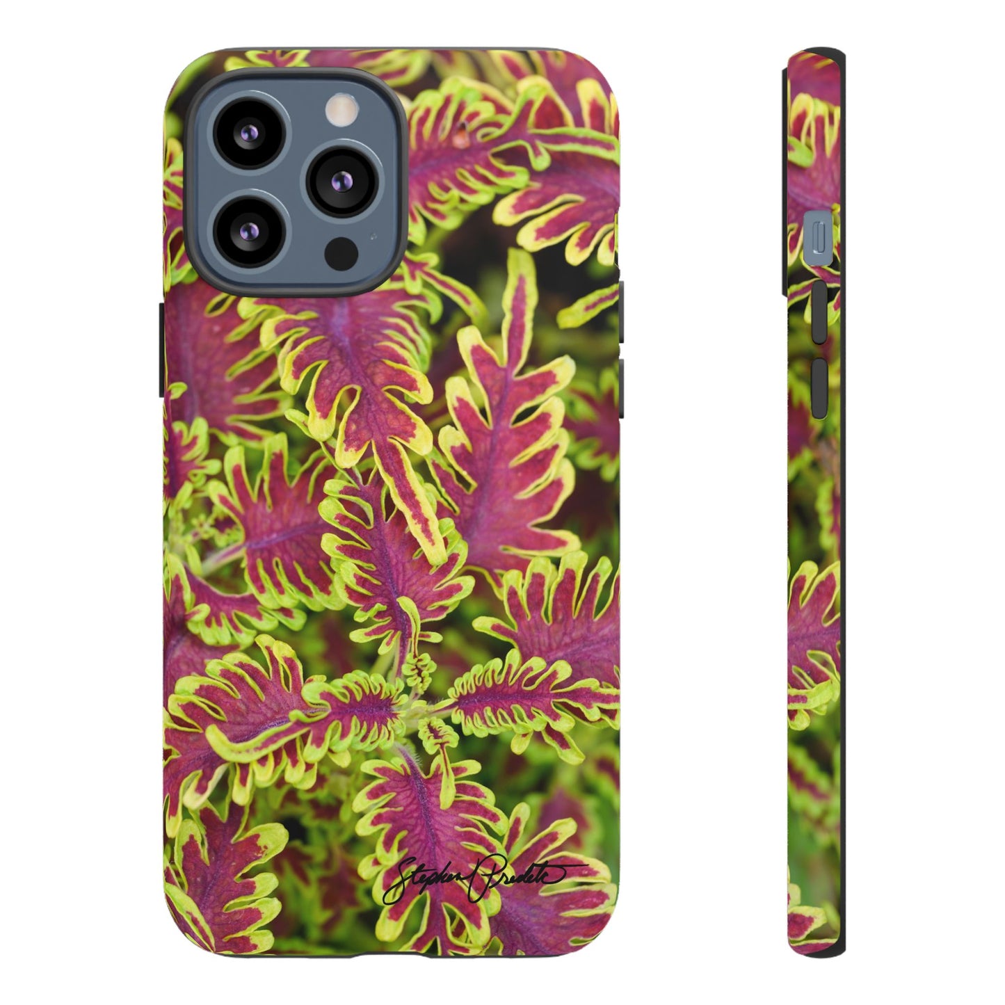 Phone Tough Case — Vibrant Variegated Botanical Design with Coleus Leaves