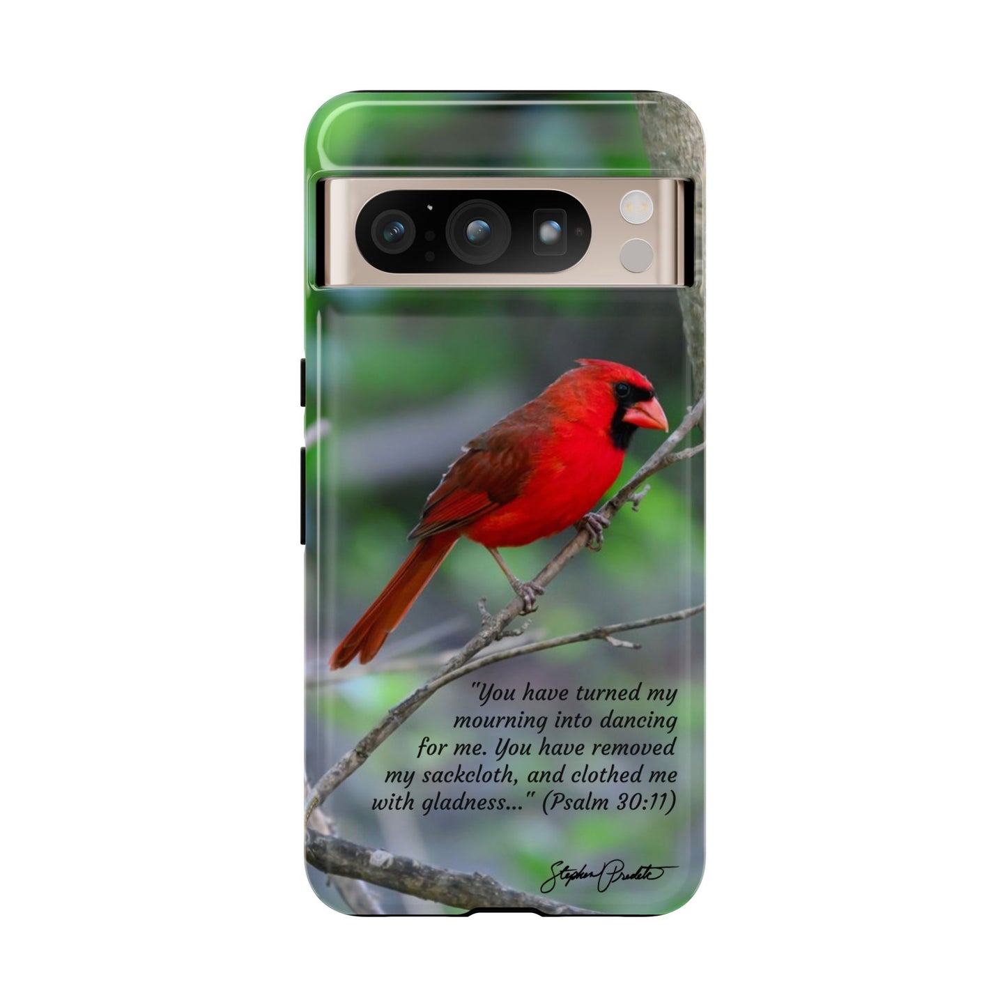Phone Tough Case - Northern Cardinal 2 with Verse Psalm 30:11
