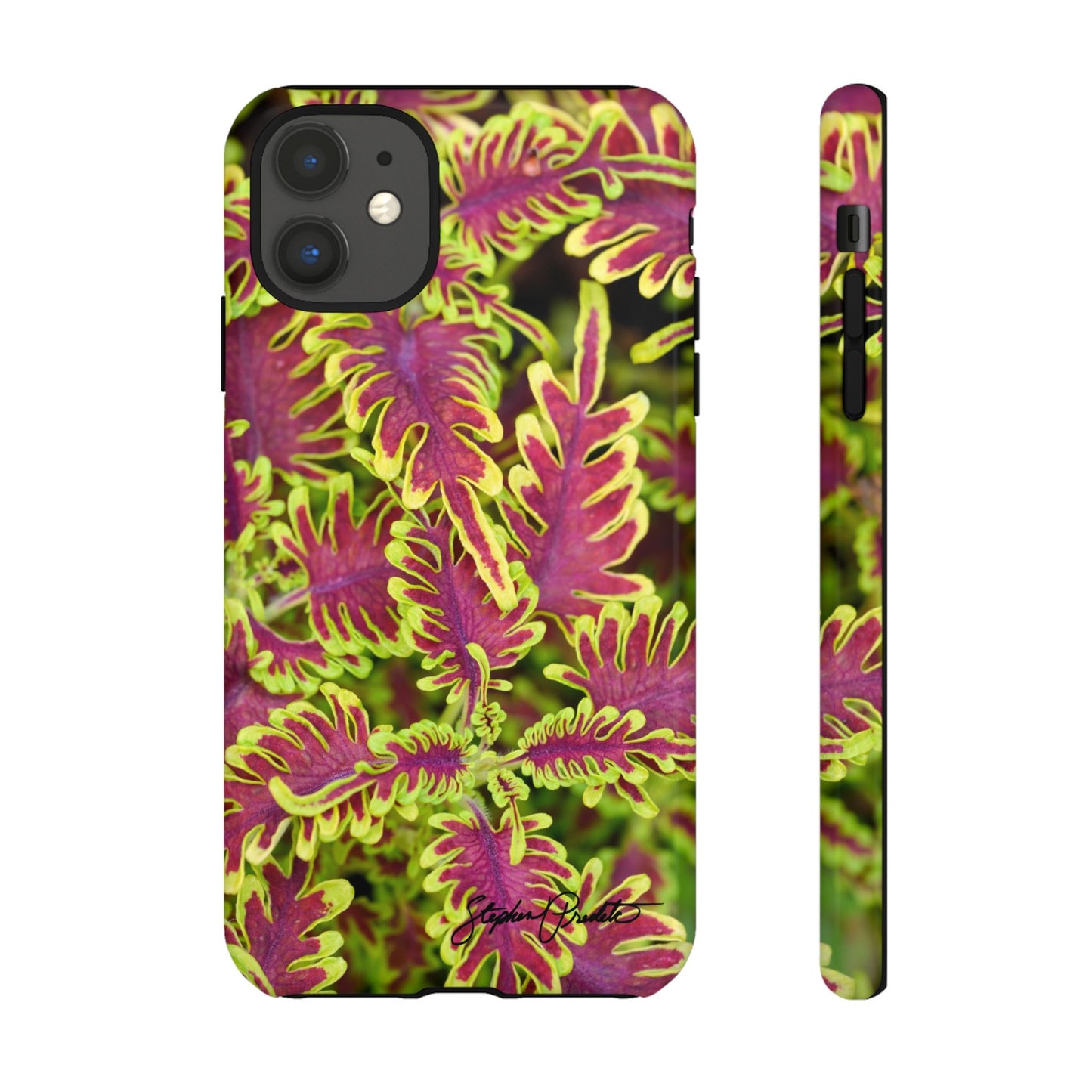 Phone Tough Case — Vibrant Variegated Botanical Design with Coleus Leaves