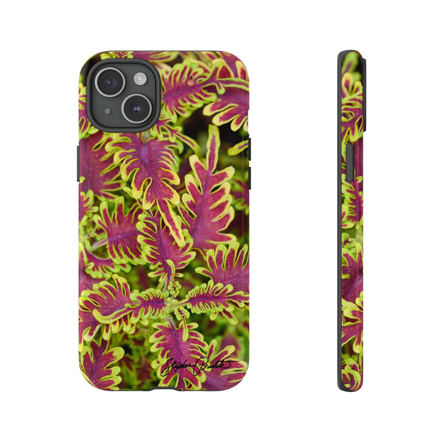 Phone Tough Case — Vibrant Variegated Botanical Design with Coleus Leaves