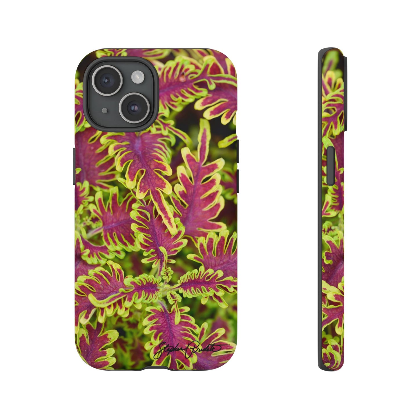Phone Tough Case — Vibrant Variegated Botanical Design with Coleus Leaves