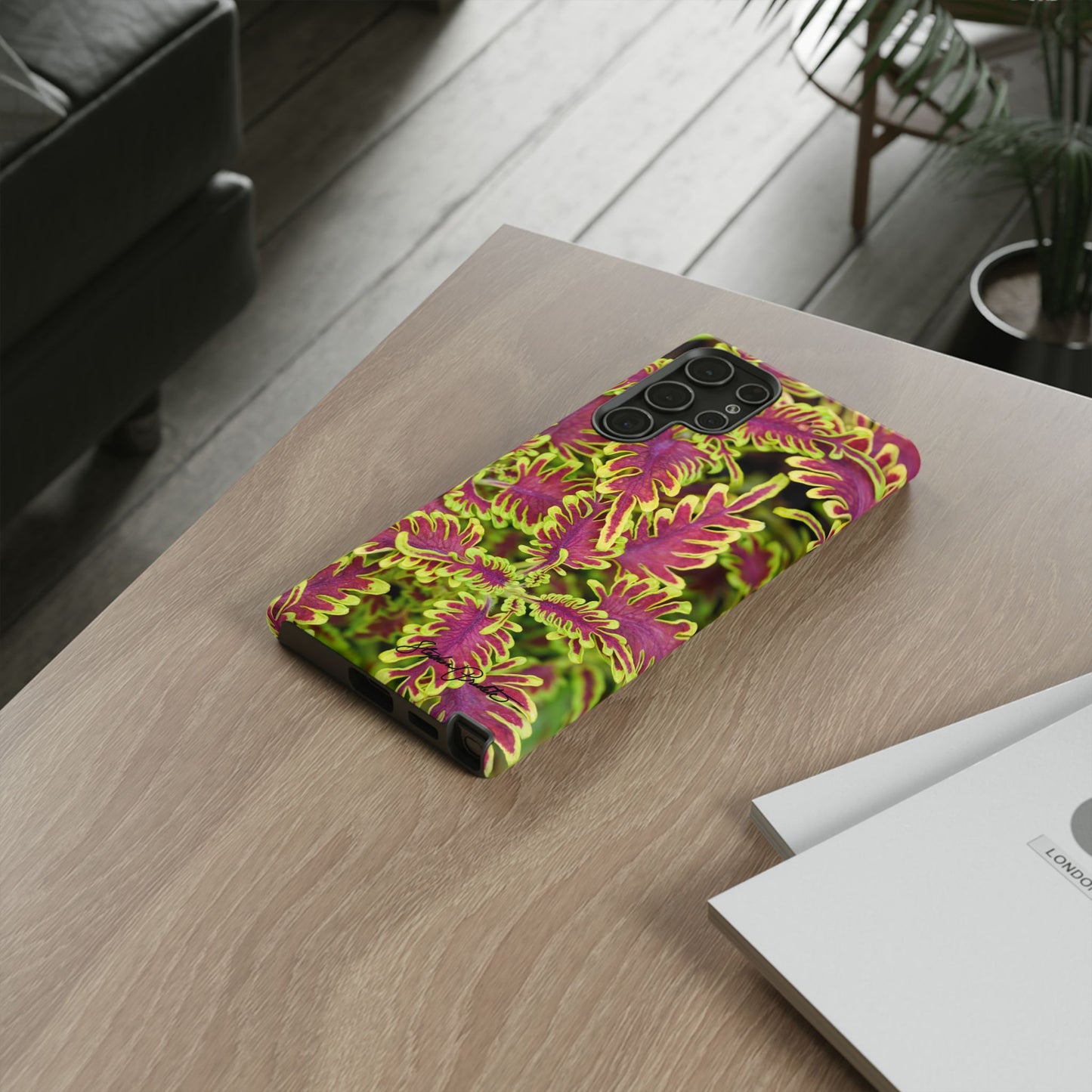 Phone Tough Case — Vibrant Variegated Botanical Design with Coleus Leaves