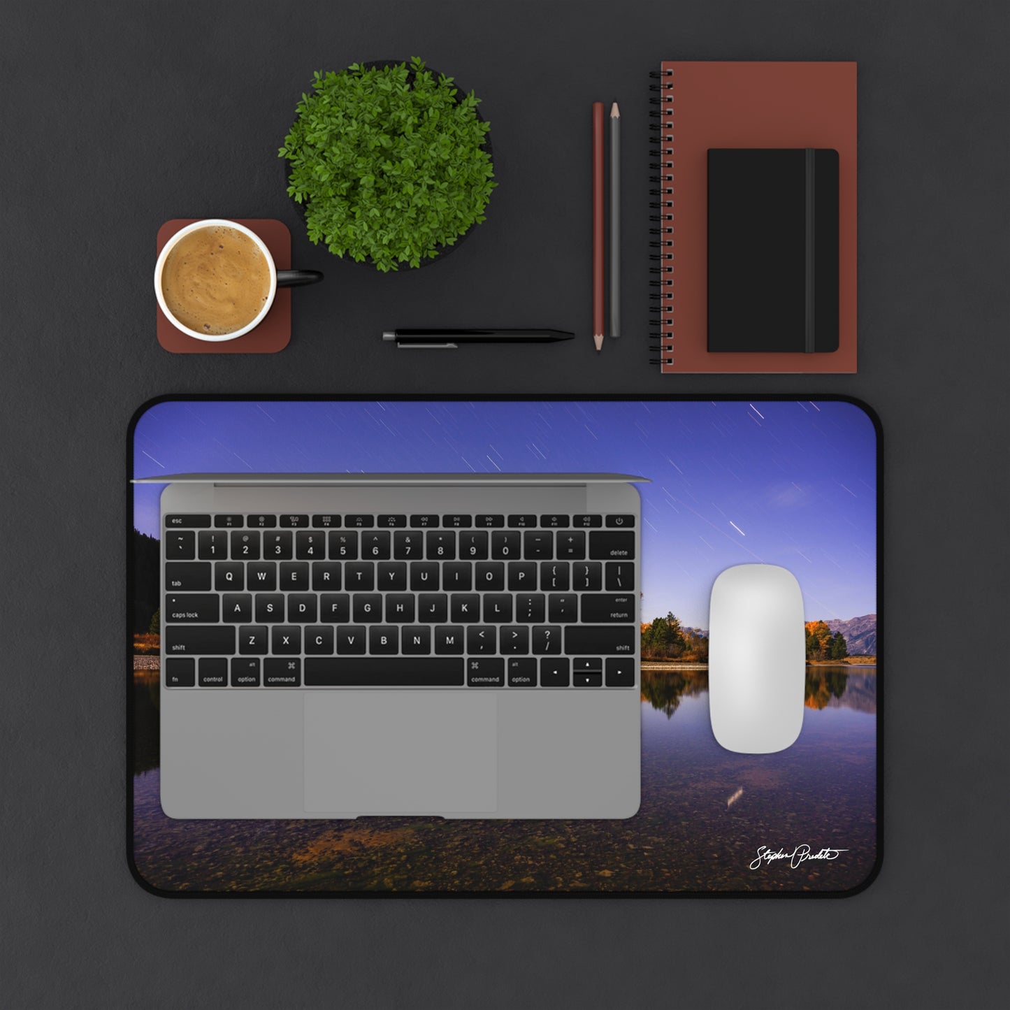 Desk Mat - Grand Teton Nighttime River Reflection