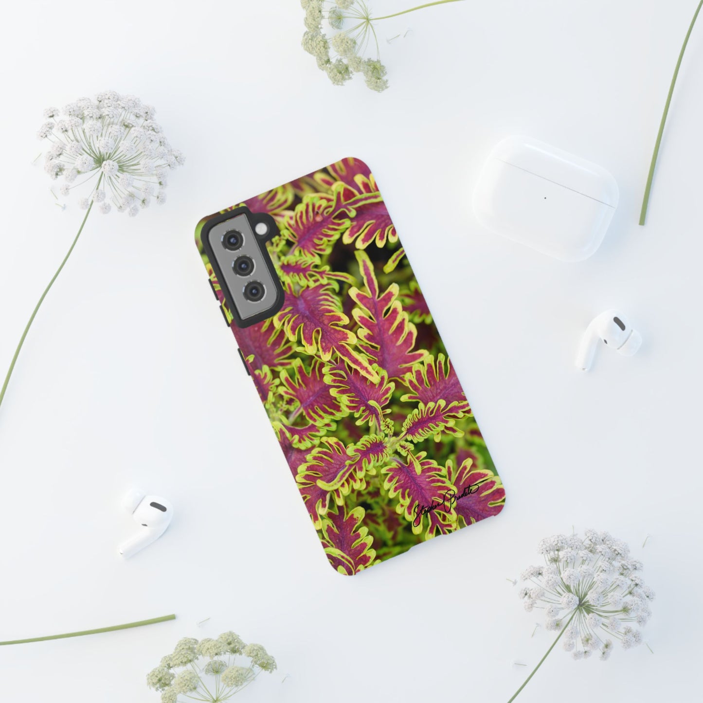 Phone Tough Case — Vibrant Variegated Botanical Design with Coleus Leaves