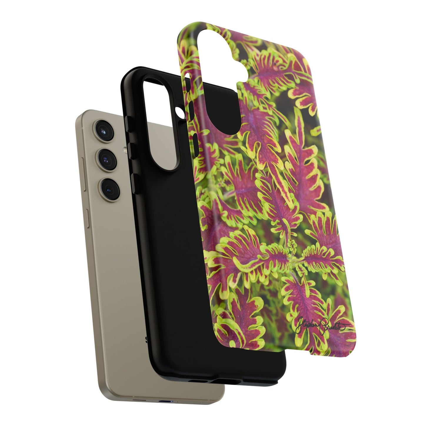 Phone Tough Case — Vibrant Variegated Botanical Design with Coleus Leaves