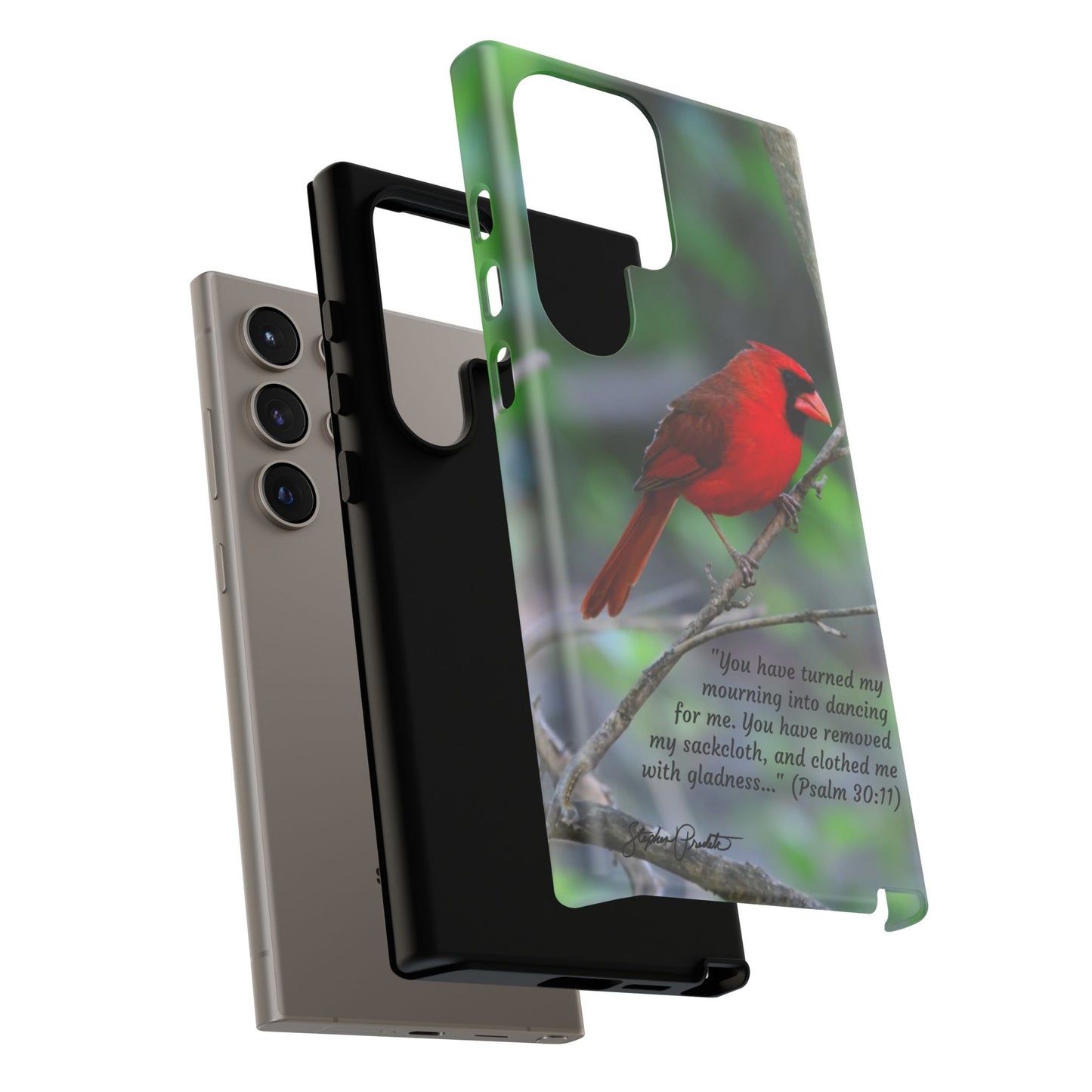 Phone Tough Case - Northern Cardinal 2 with Verse Psalm 30:11