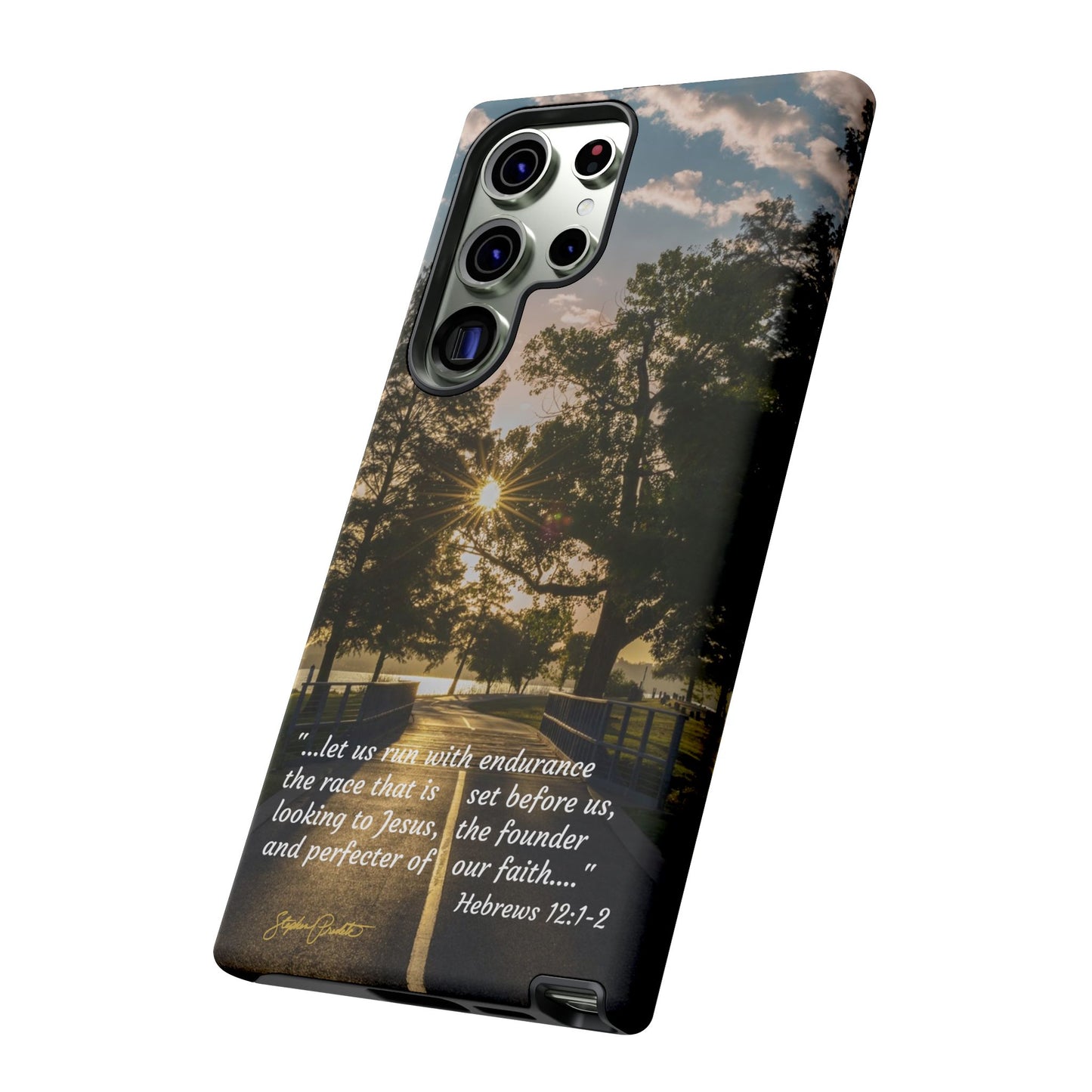 Phone Tough Case -- Heb. 12:1-2 -- Sunrise on the Running Path at White Rock Lake