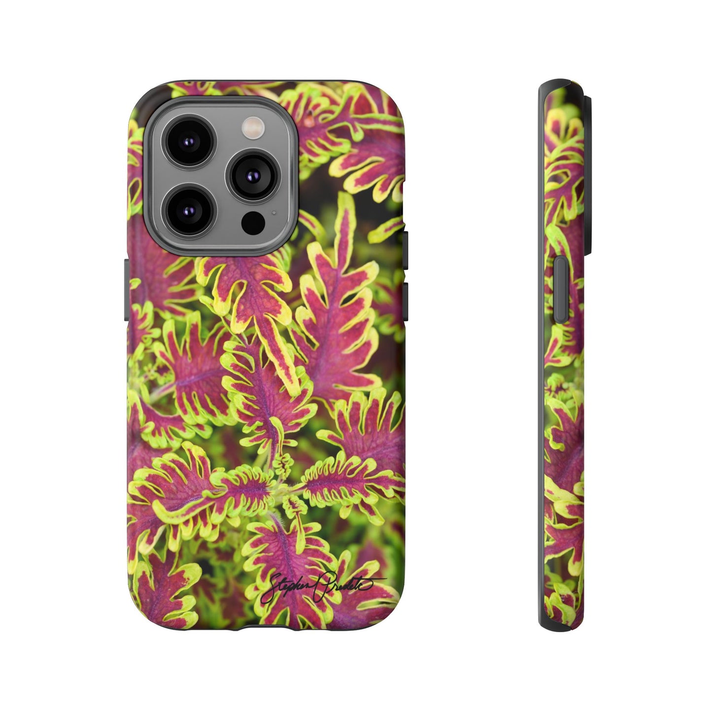 Phone Tough Case — Vibrant Variegated Botanical Design with Coleus Leaves