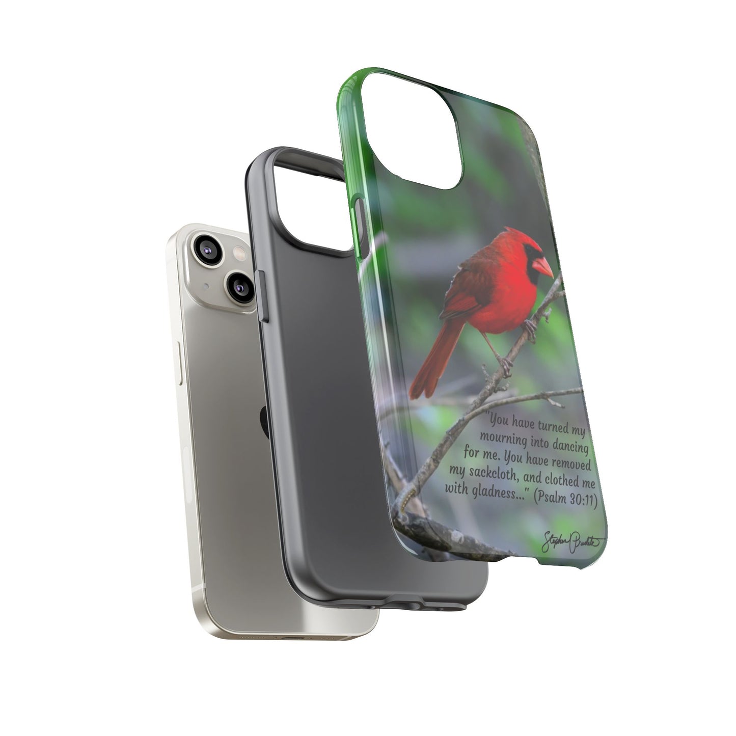 Phone Tough Case - Northern Cardinal 2 with Verse Psalm 30:11