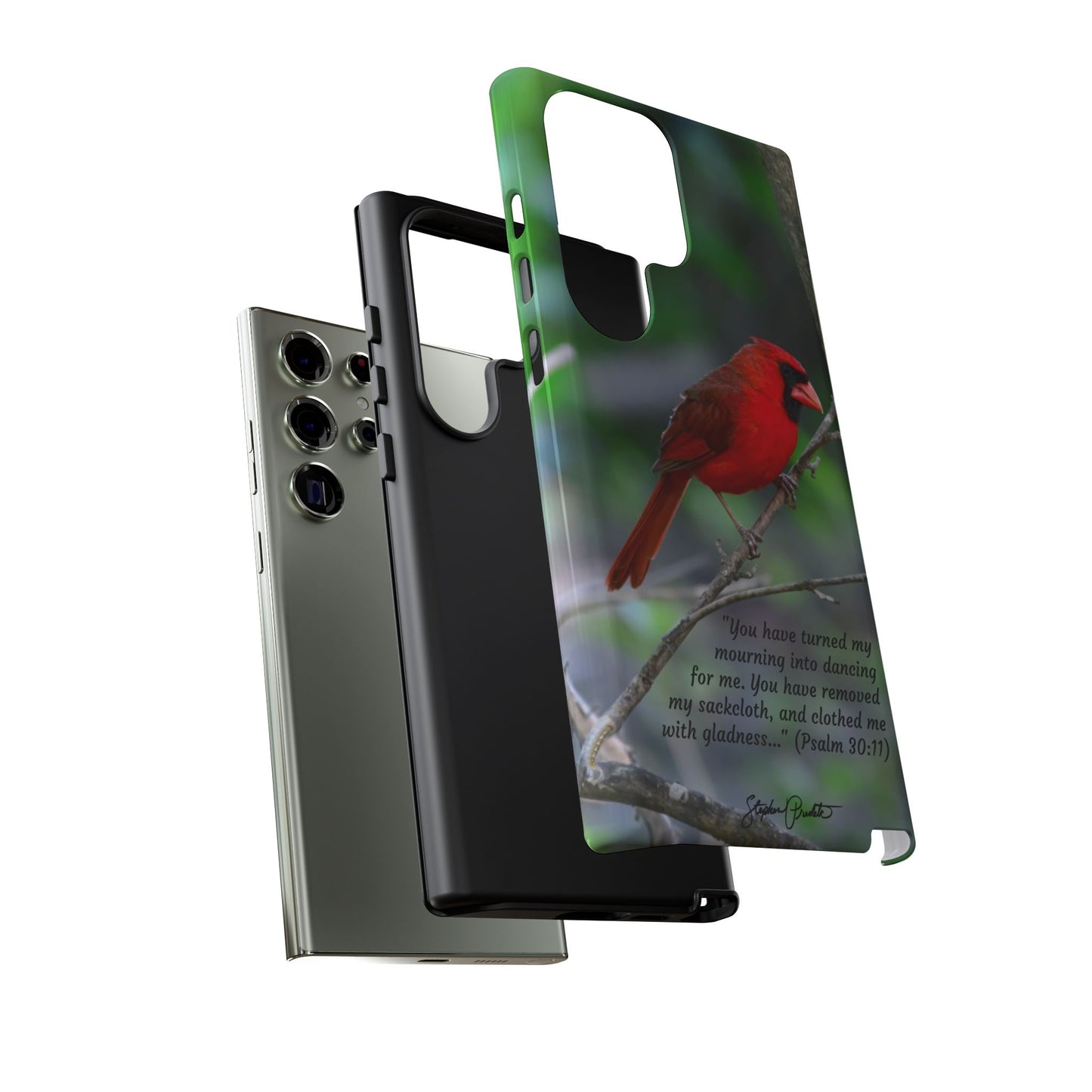 Phone Tough Case - Northern Cardinal 2 with Verse Psalm 30:11